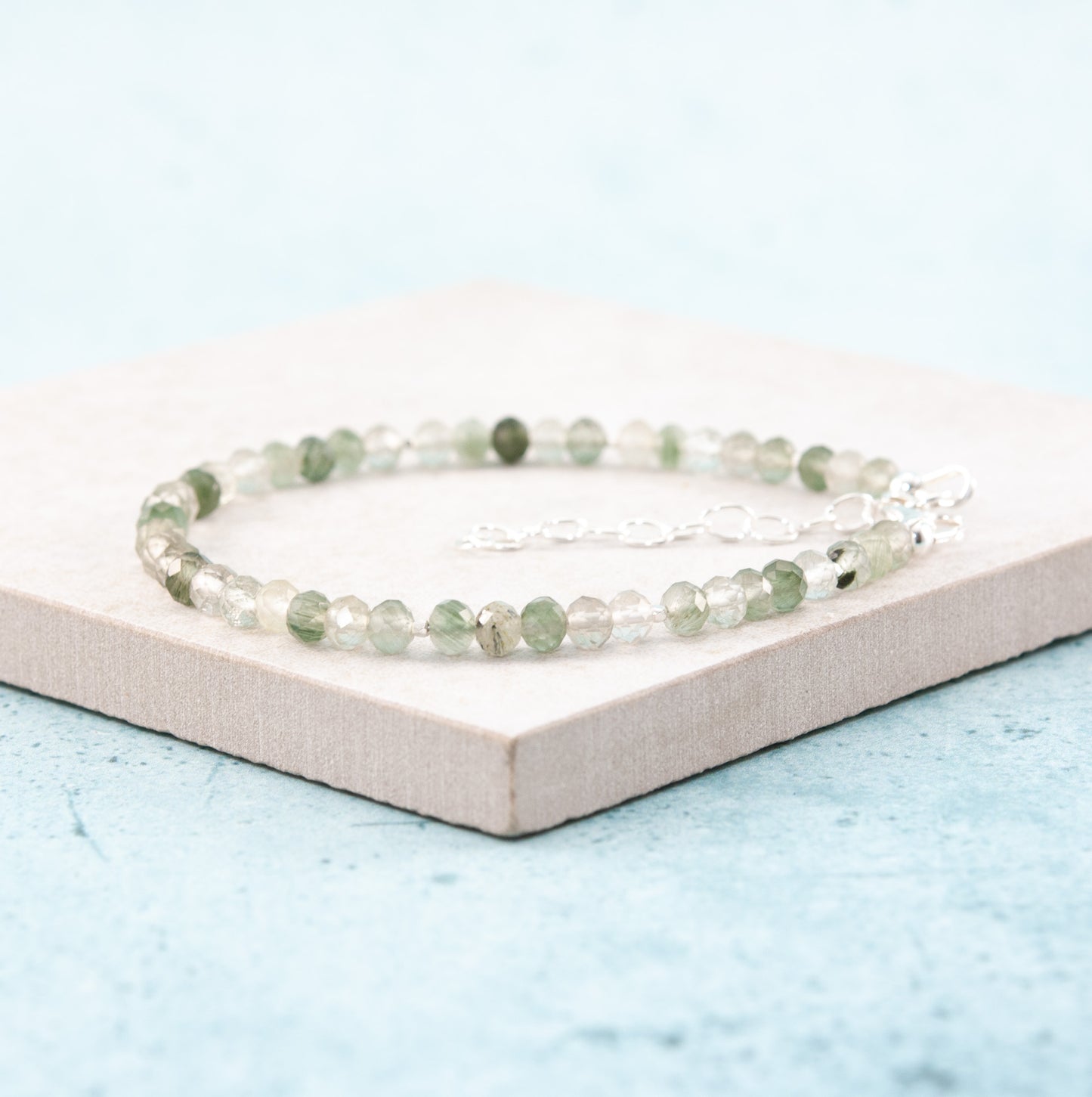 Green Moss / Rutile Quartz Gemstone Bracelet