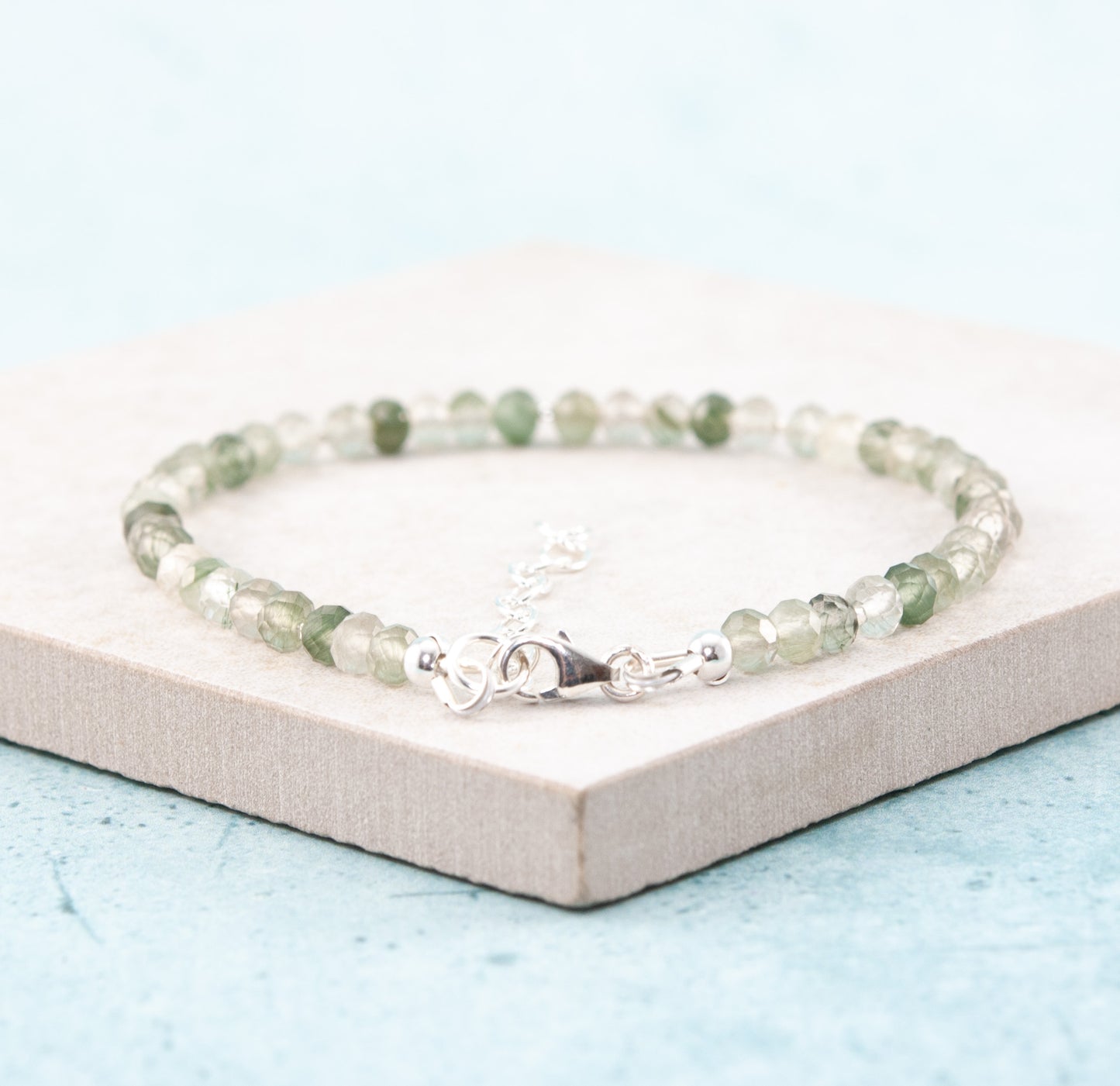 Green Moss / Rutile Quartz Gemstone Bracelet