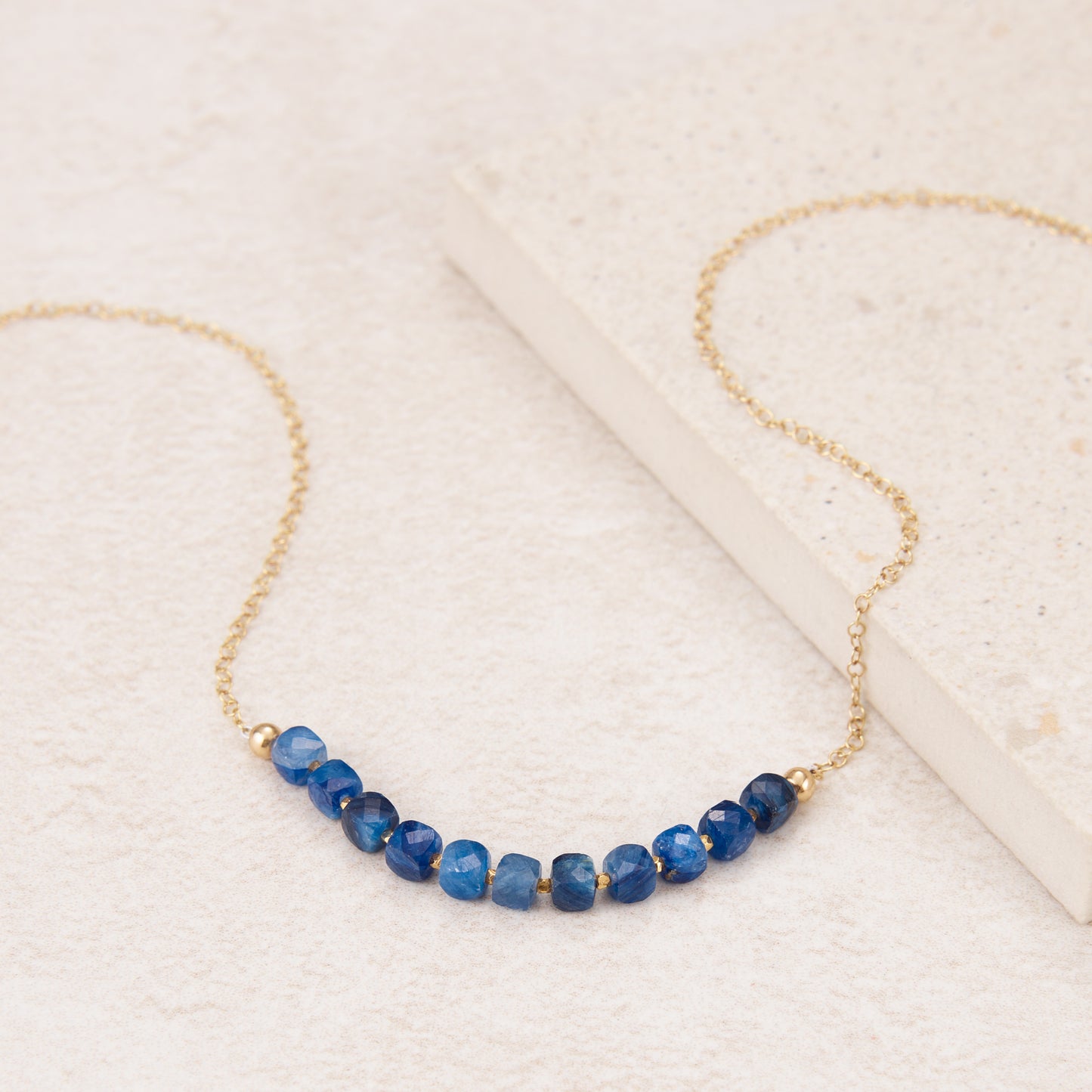Kyanite Cube Bead Necklace