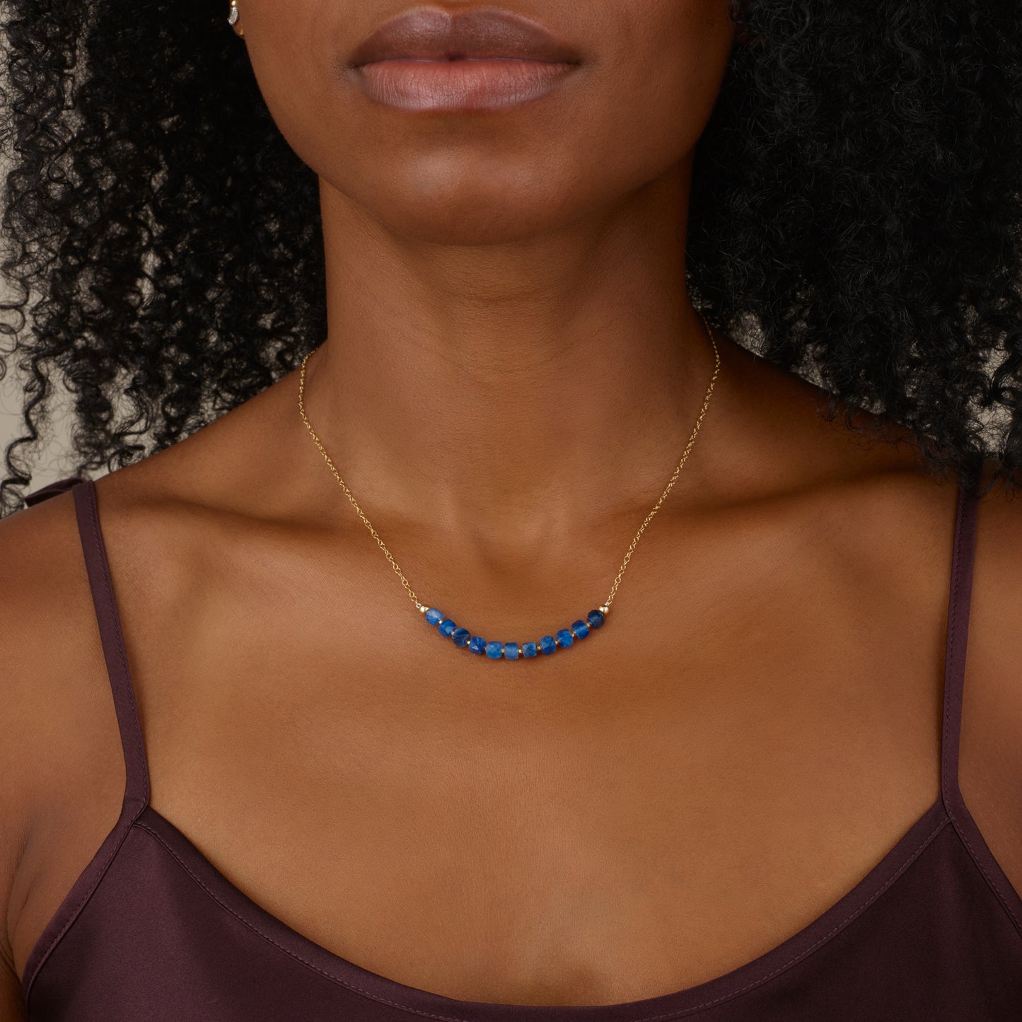 Kyanite Cube Bead Necklace