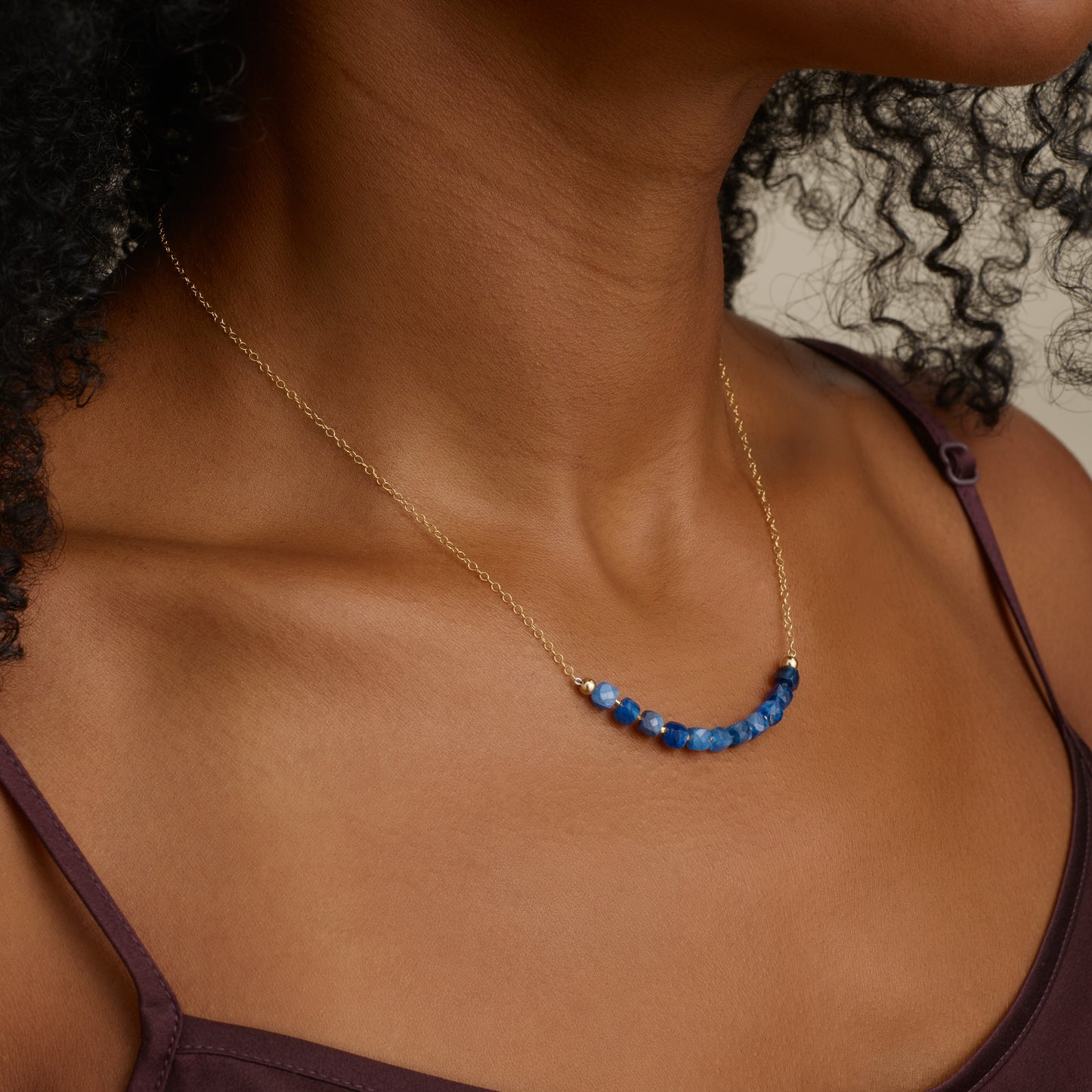 Kyanite Cube Bead Necklace