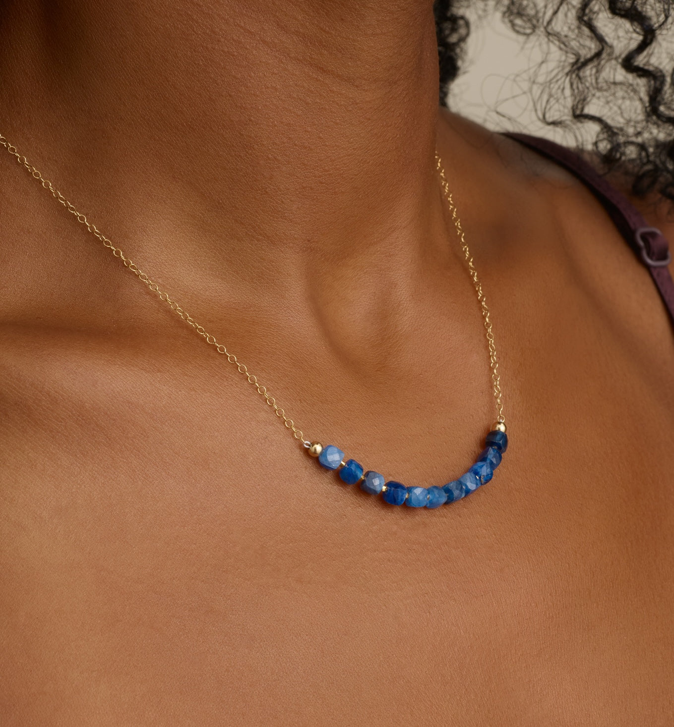 Kyanite Cube Bead Necklace