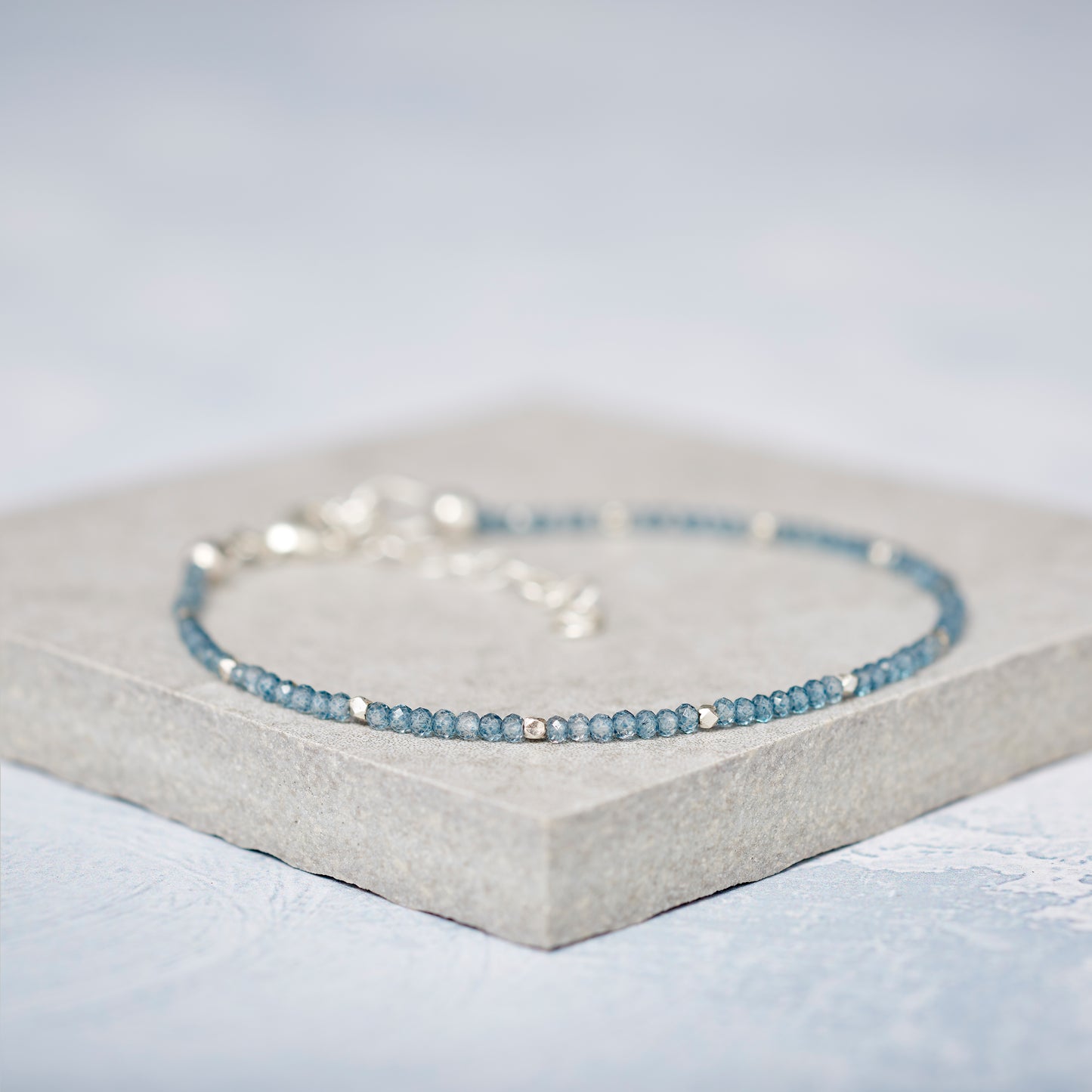 Dainty London Blue Topaz Gemstone Bracelet