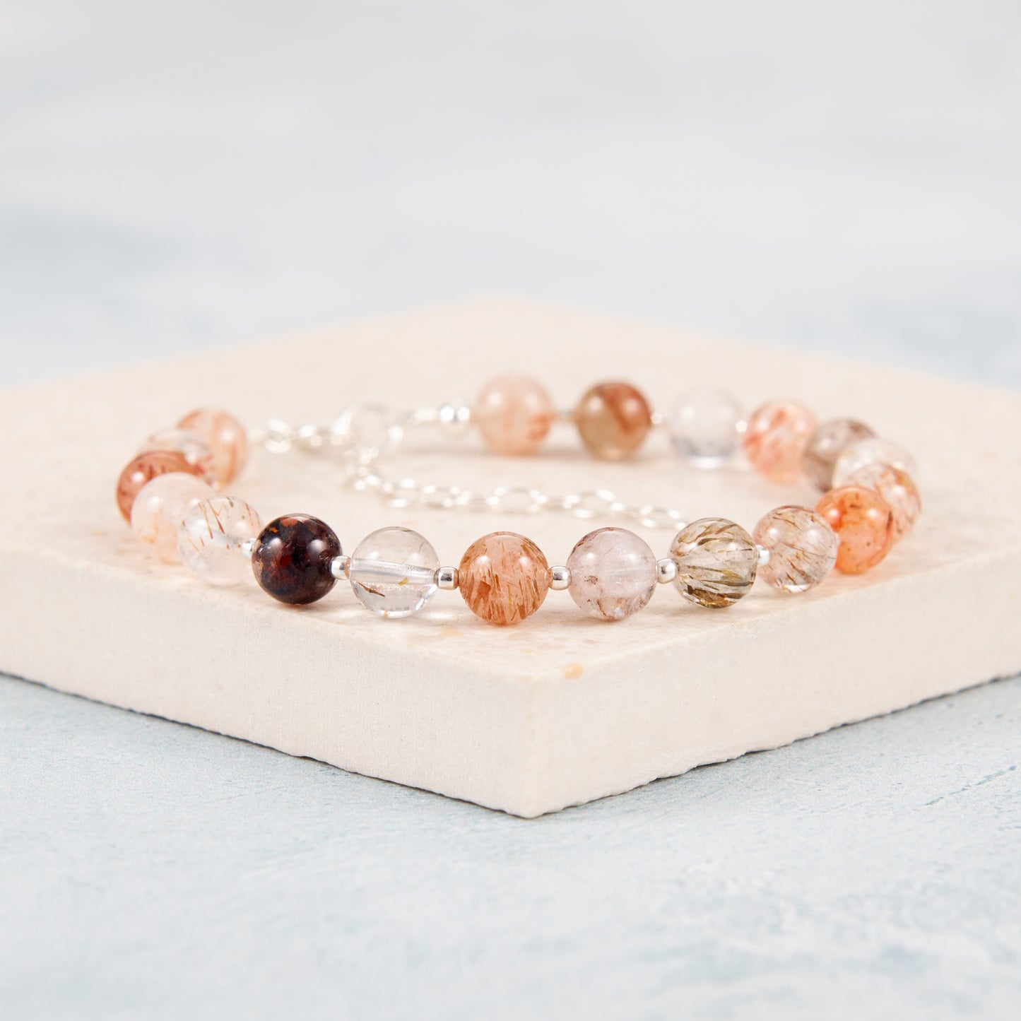 Multicolour Rutile Quartz Gemstone Bracelet