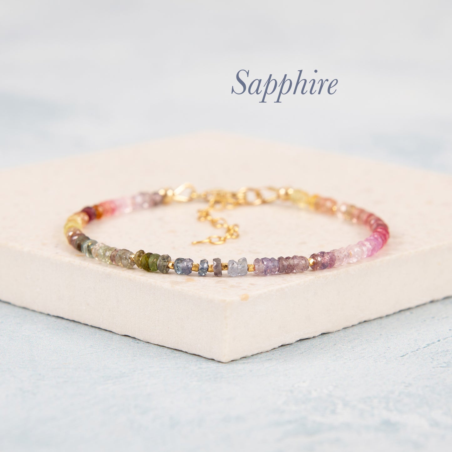 Dainty Multicolour Sapphire Gemstone Bracelet