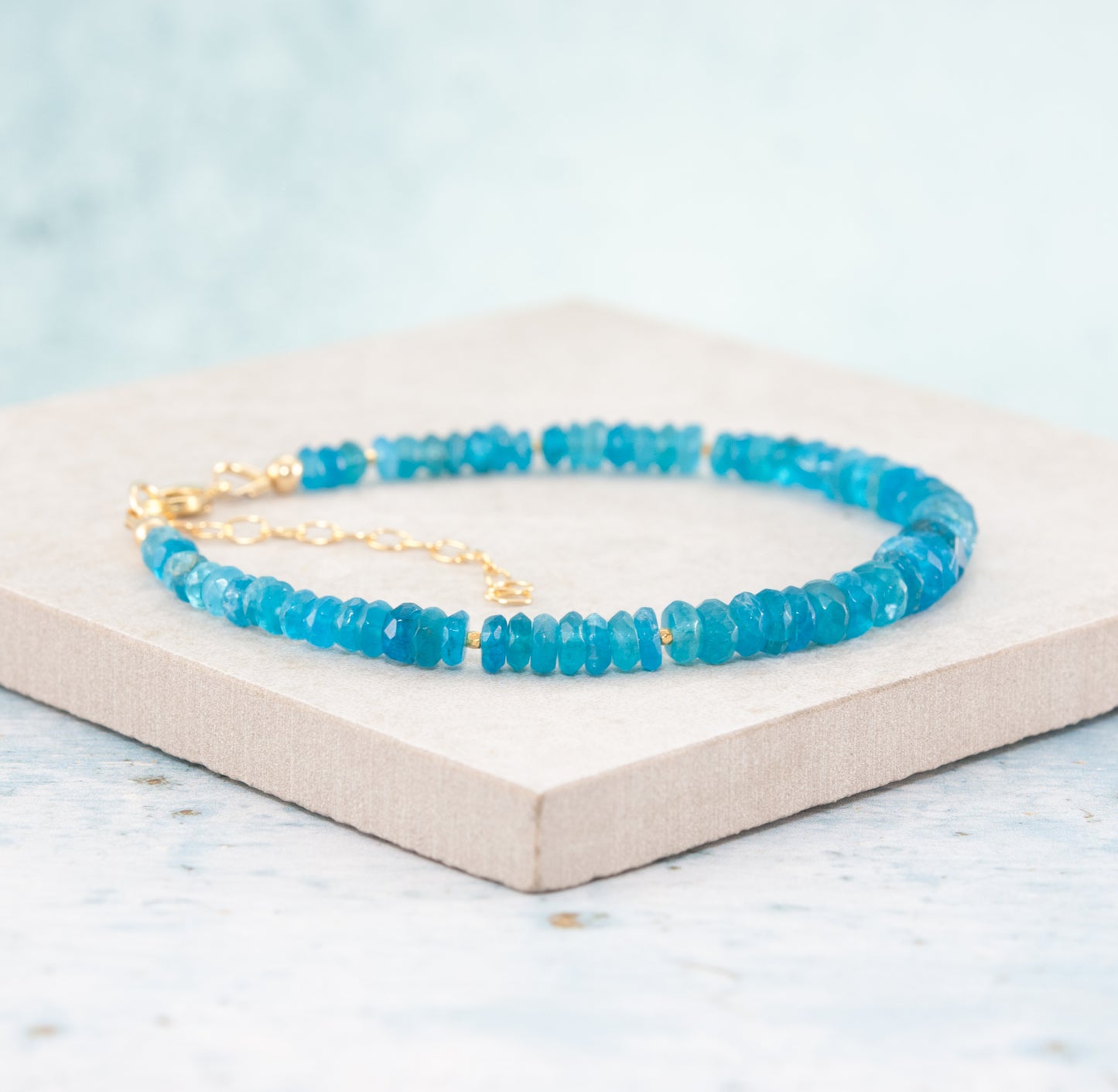 Neon Blue Apatite Gemstone Bracelet