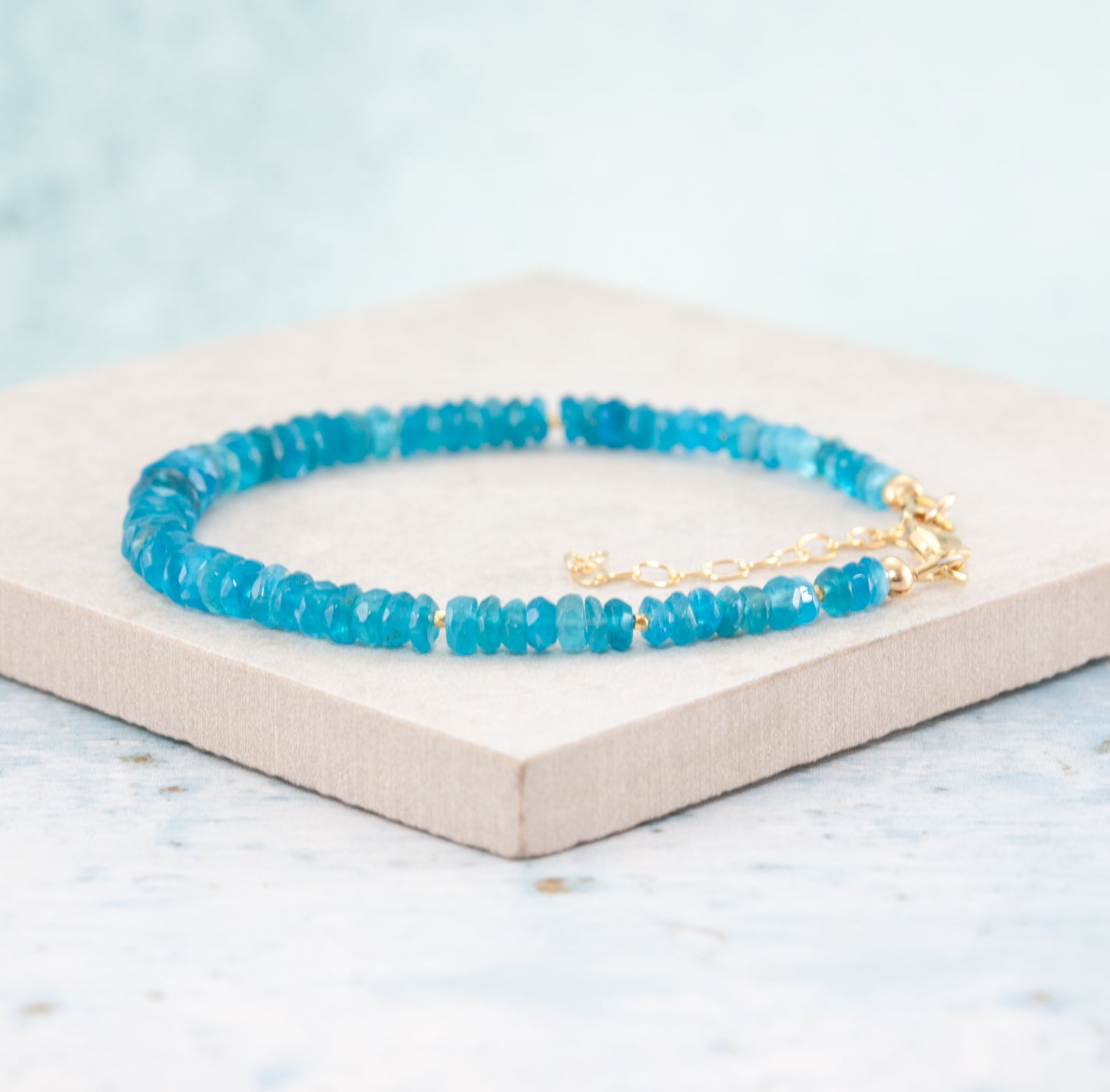 Neon Blue Apatite Gemstone Bracelet