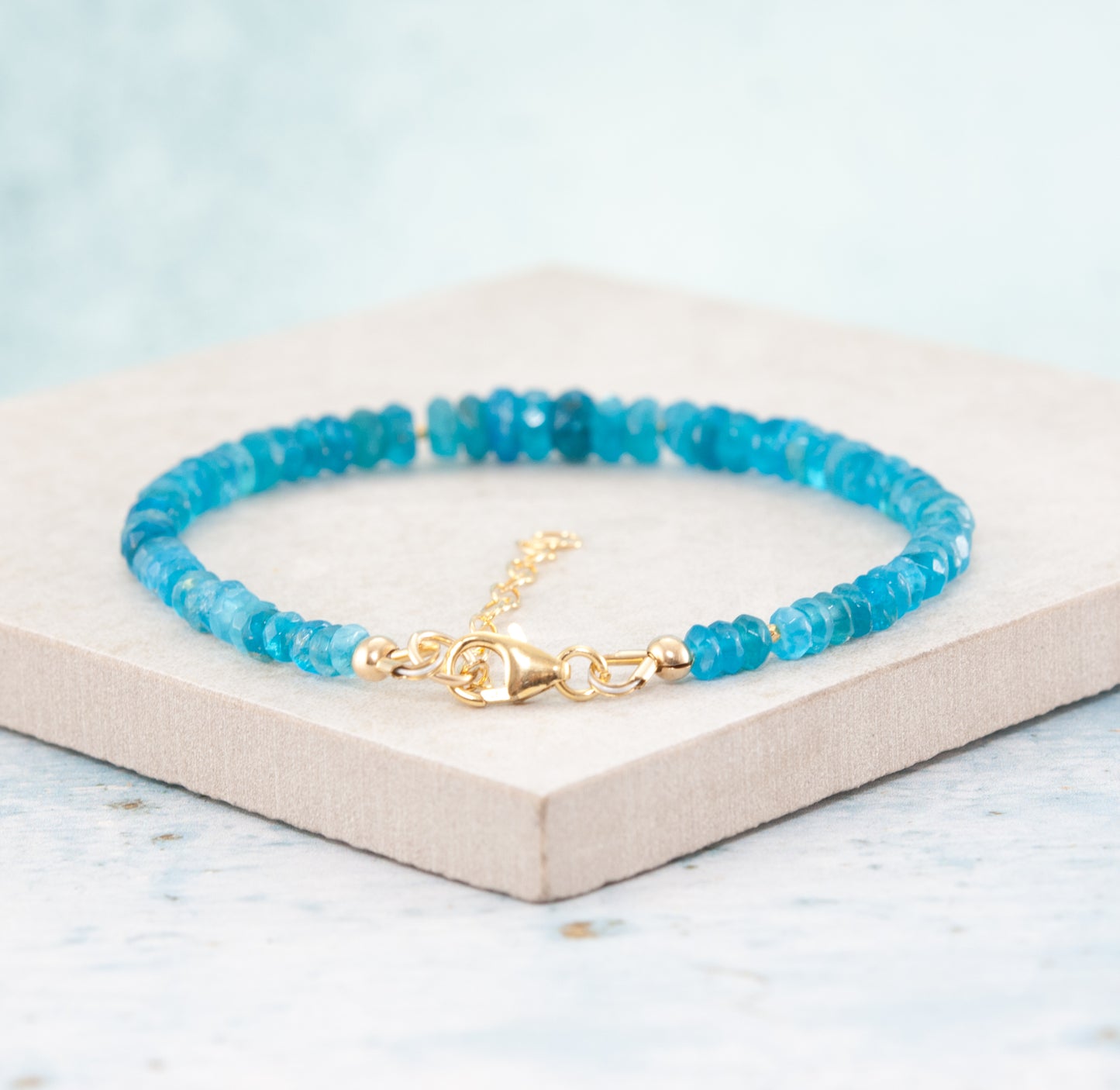 Neon Blue Apatite Gemstone Bracelet