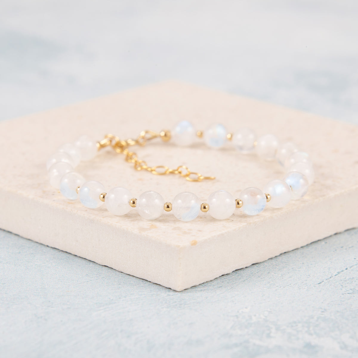 Set Of 3 Gemstone Stacking Bracelets (Moonstone, Blue Lace Agate & Sodalite)