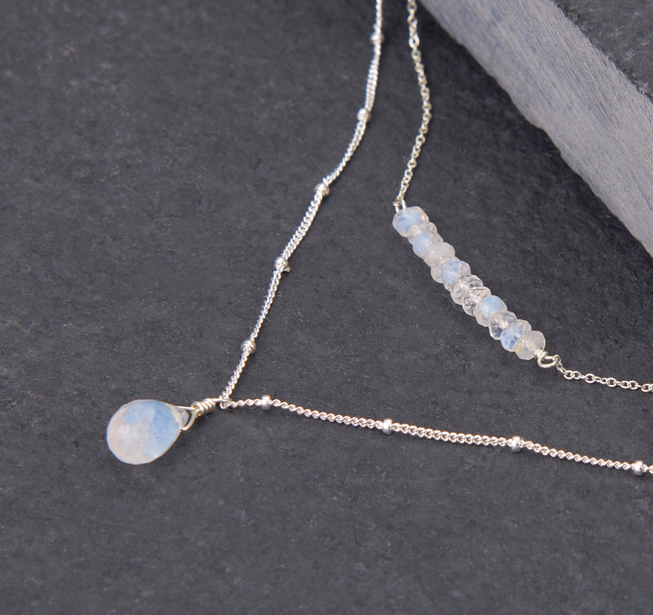 Rainbow Moonstone Two-Strand Layered Necklace