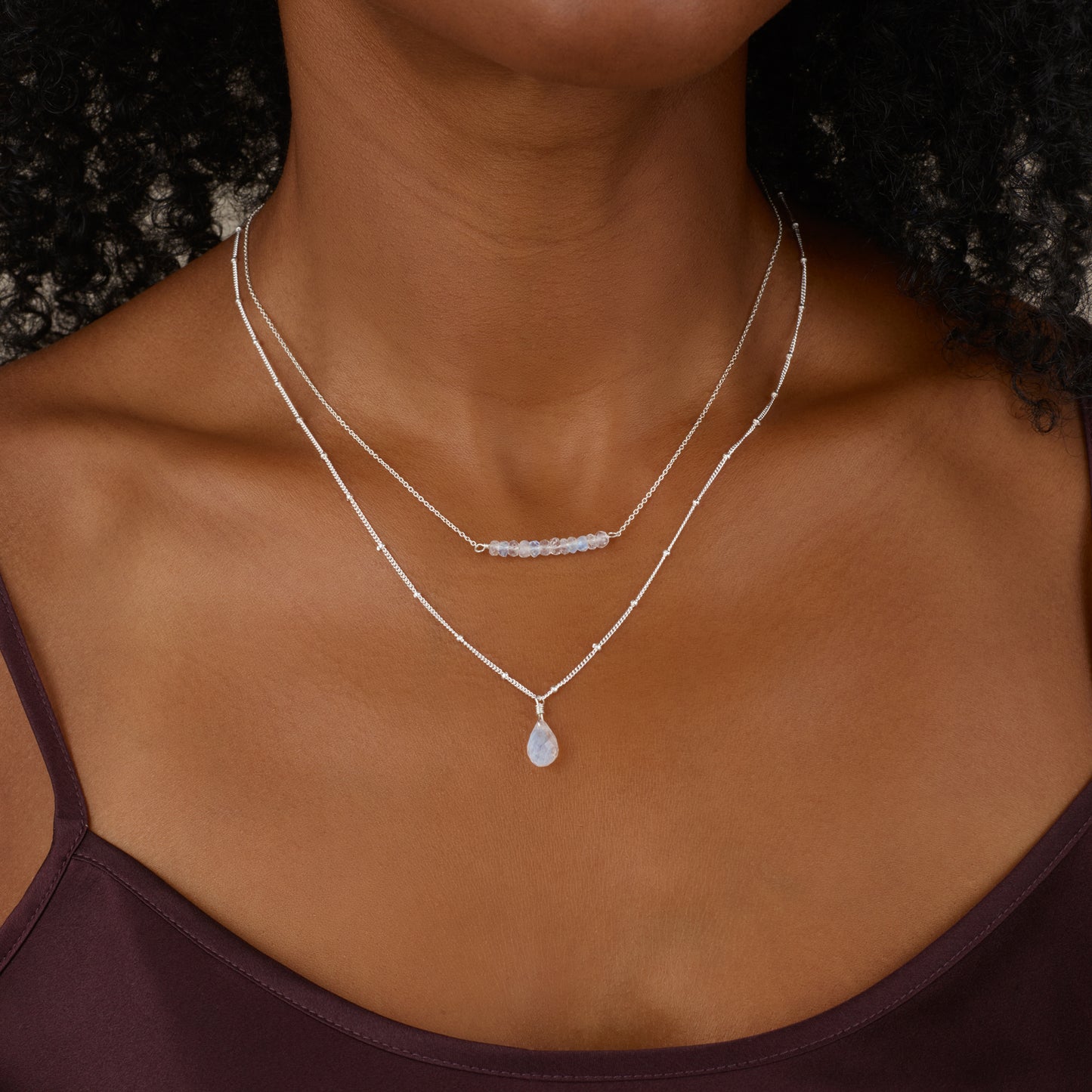 Rainbow Moonstone Two-Strand Layered Necklace