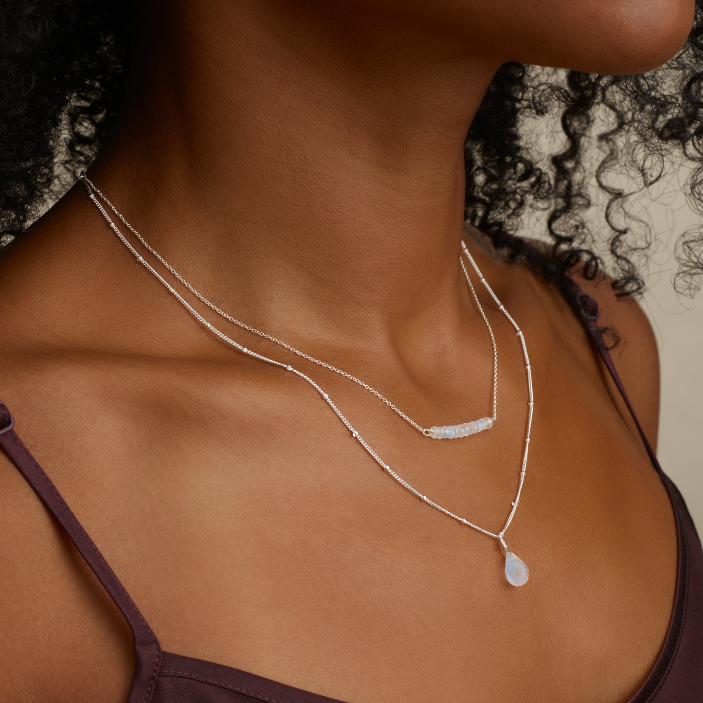 Rainbow Moonstone Two-Strand Layered Necklace