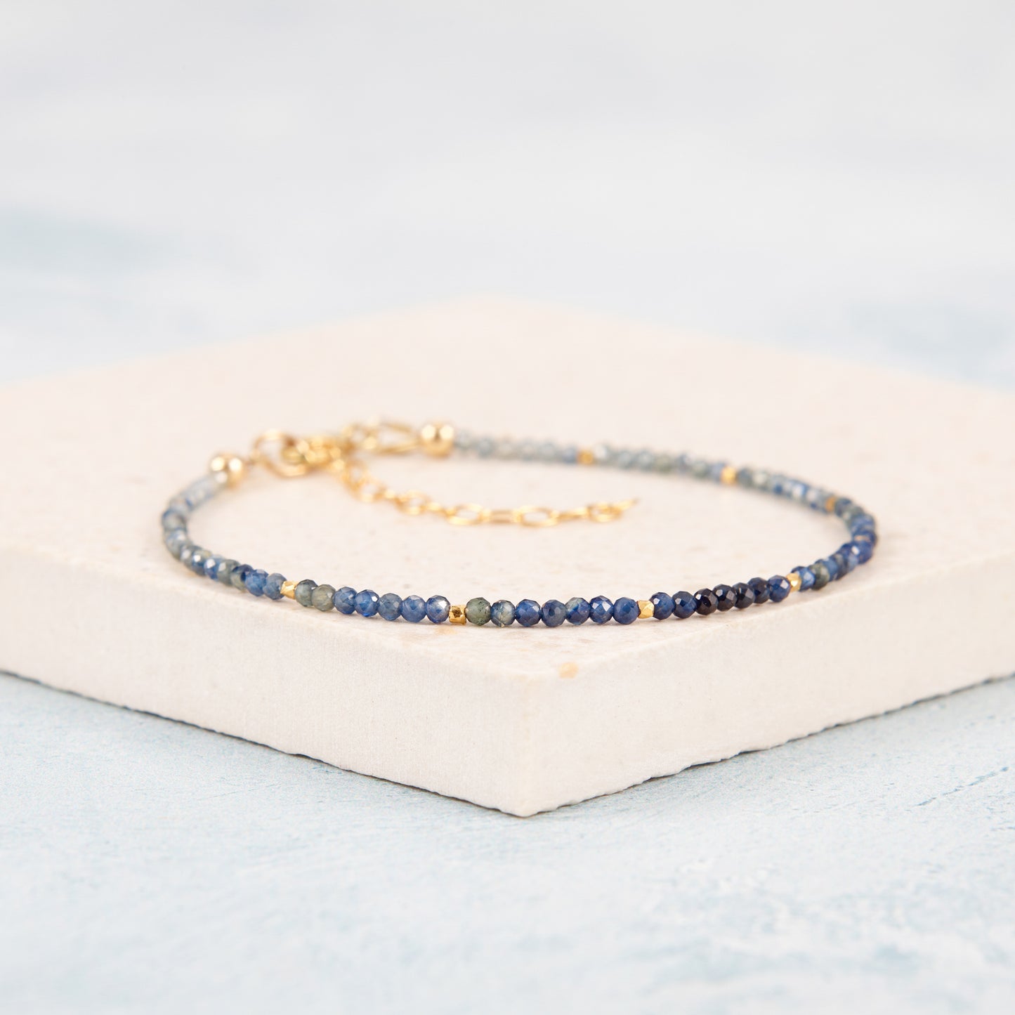 Dainty Blue Sapphire Ombre / Shaded Gemstone Bracelet