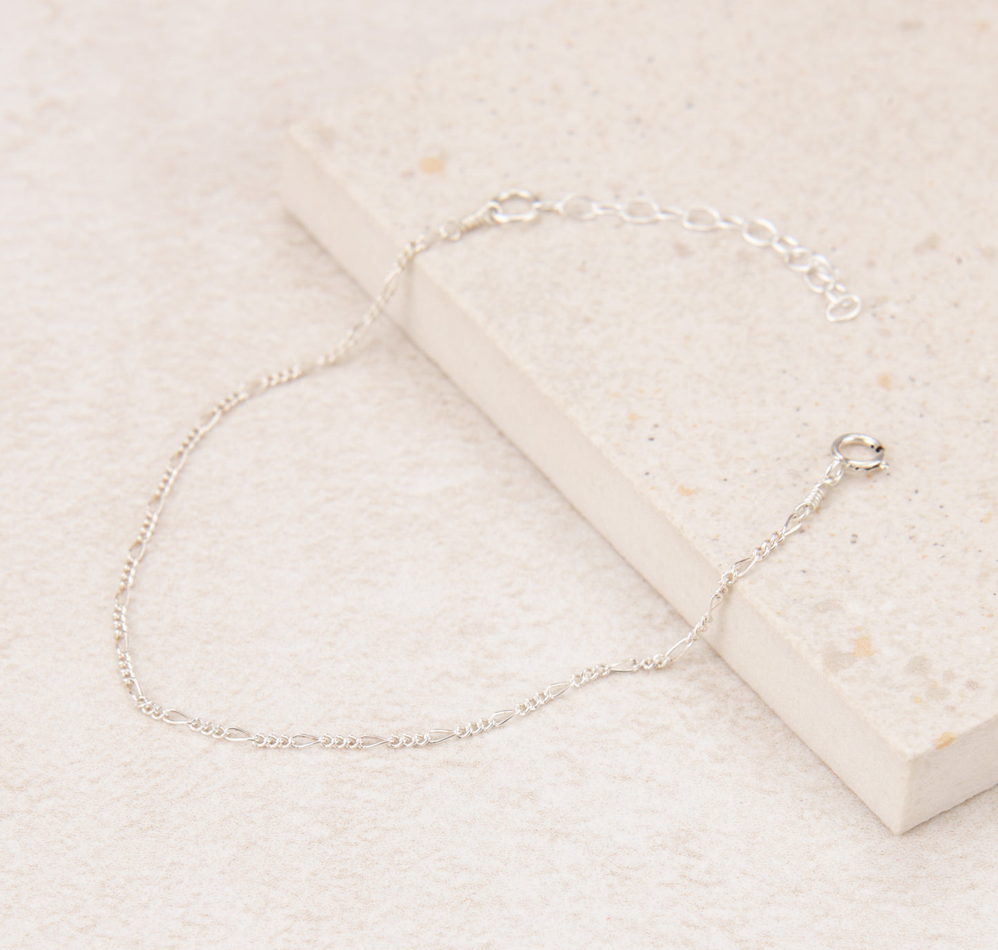 Dainty Silver Figaro Chain Bracelet