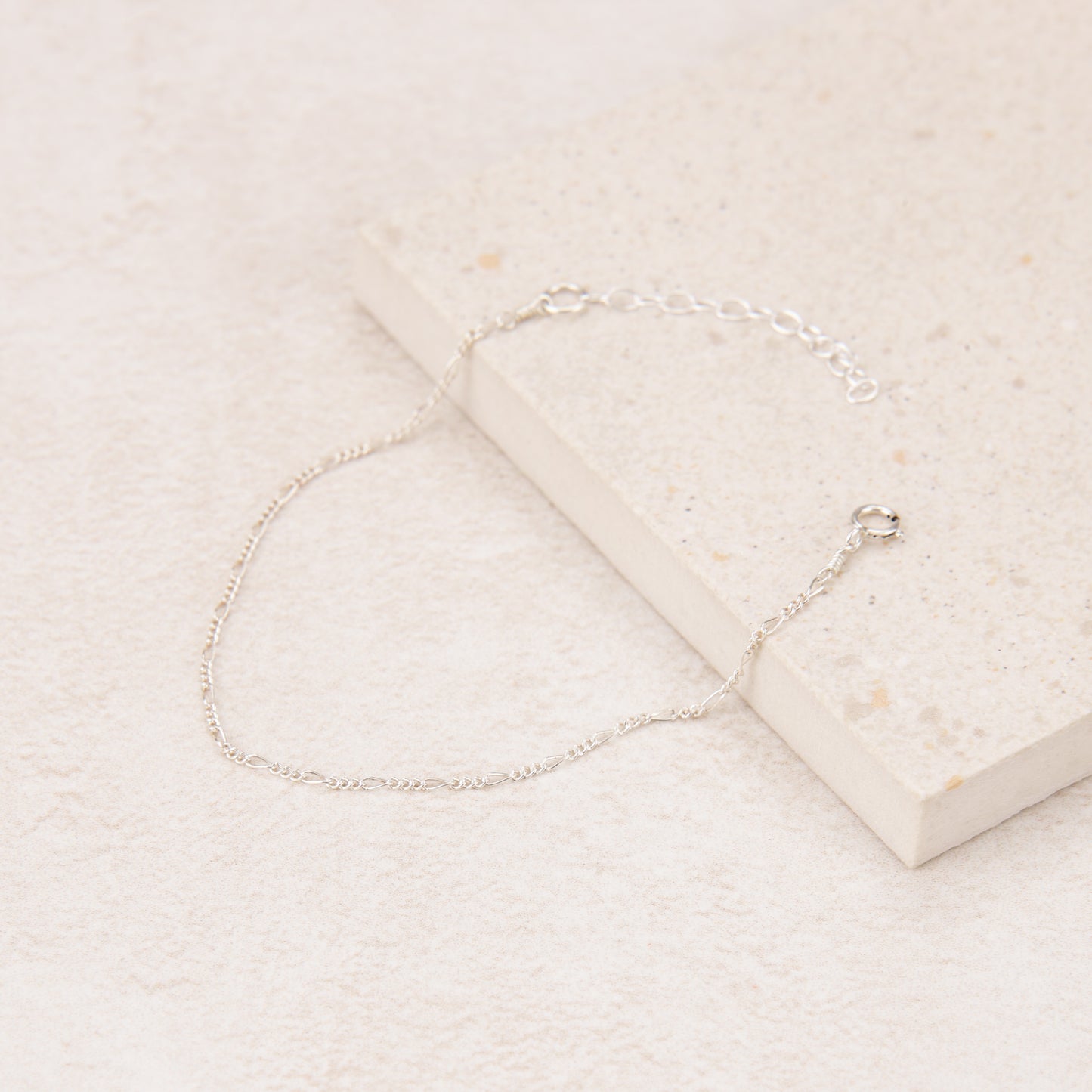 Dainty Silver Figaro Chain Bracelet
