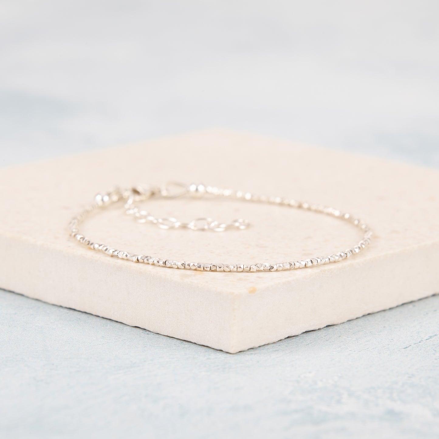 Dainty Fine Silver Beaded Bracelet