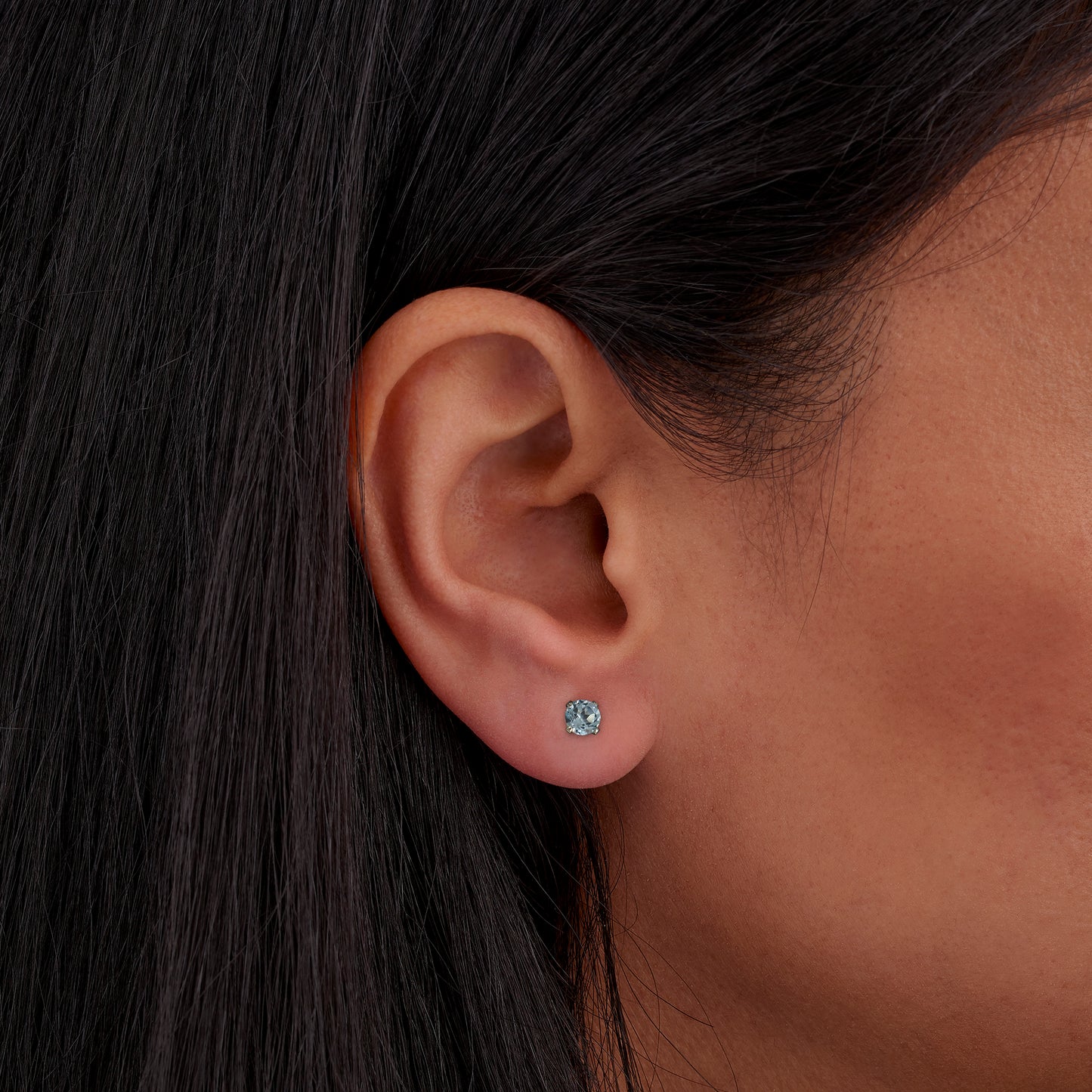 Dainty Sky Blue Topaz Gemstone Stud Earrings