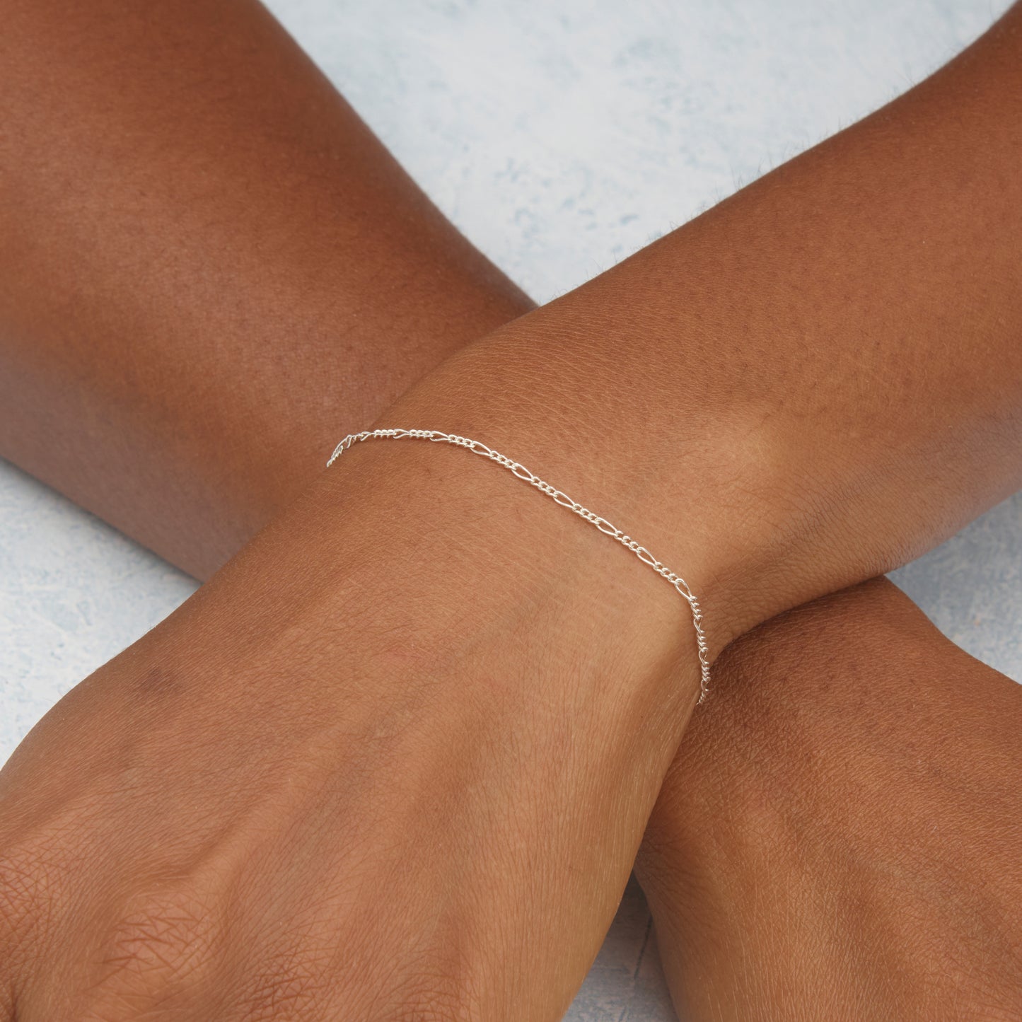 Dainty Silver Figaro Chain Bracelet