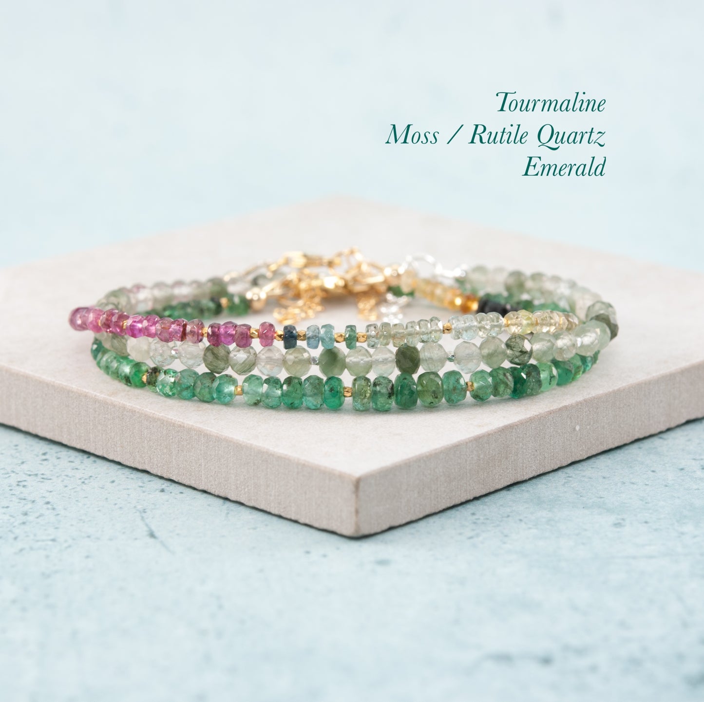 Green Moss / Rutile Quartz Gemstone Bracelet