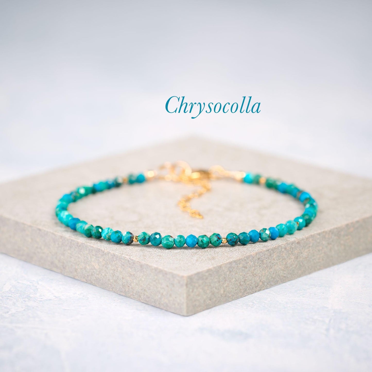 Set Of 3 Dainty Gemstone Stacking Bracelets (Turquoise, Howlite & Chrysocolla)