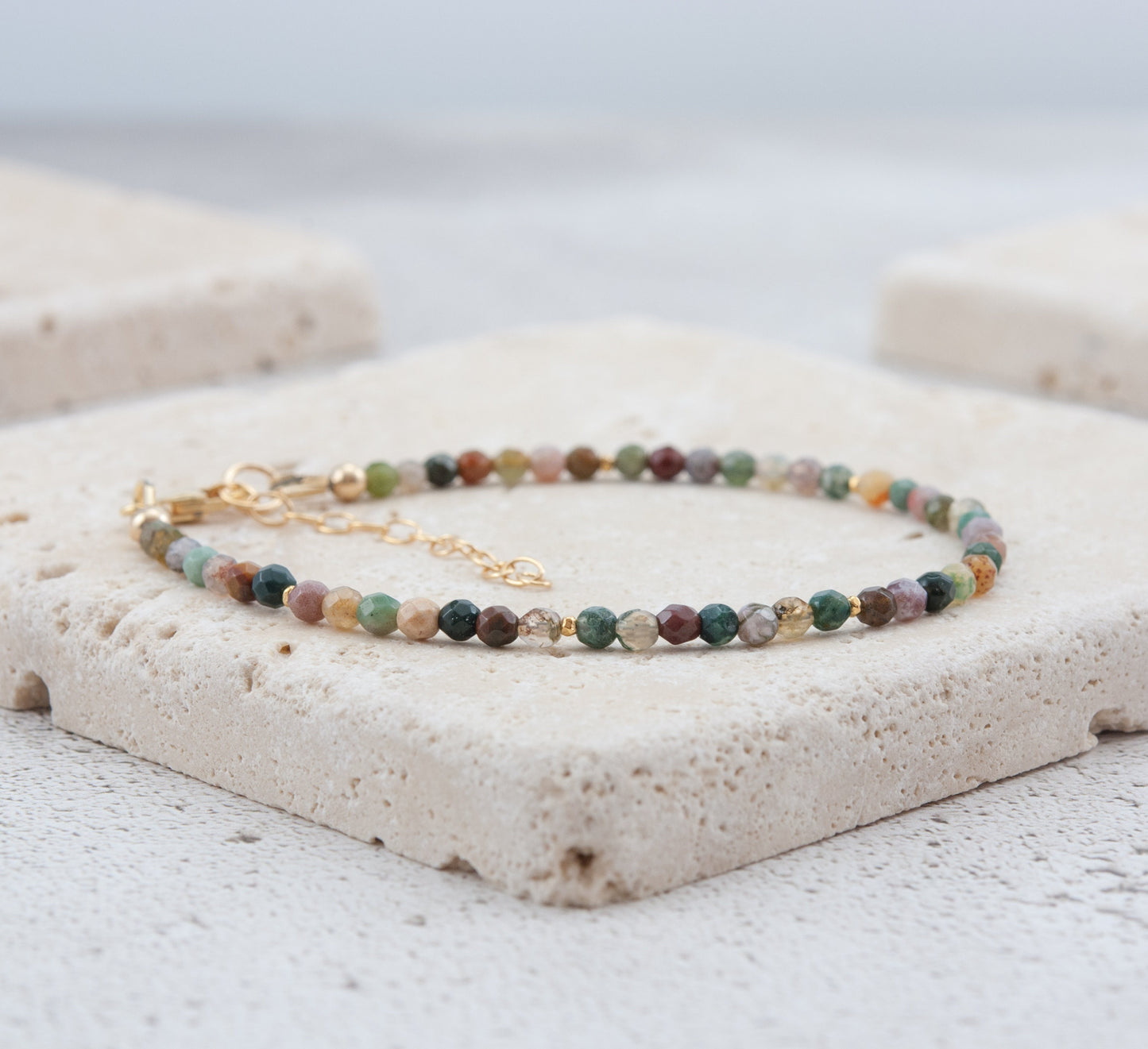 Dainty Indian Agate Gemstone Bracelet