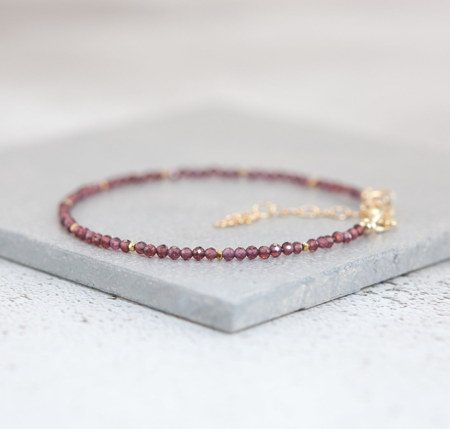 Dainty Rhodolite Garnet Gemstone Bracelet