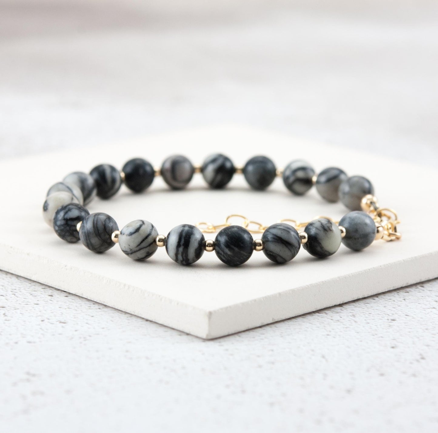 Netstone / Spider Web Jasper Gemstone Bracelet