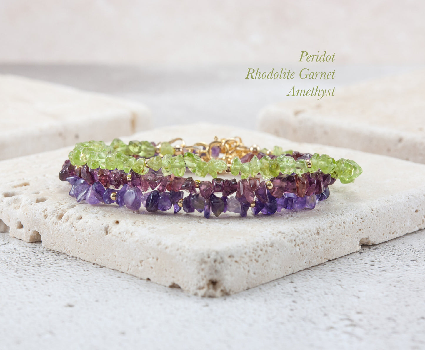 Raw Peridot Gemstone Bracelet