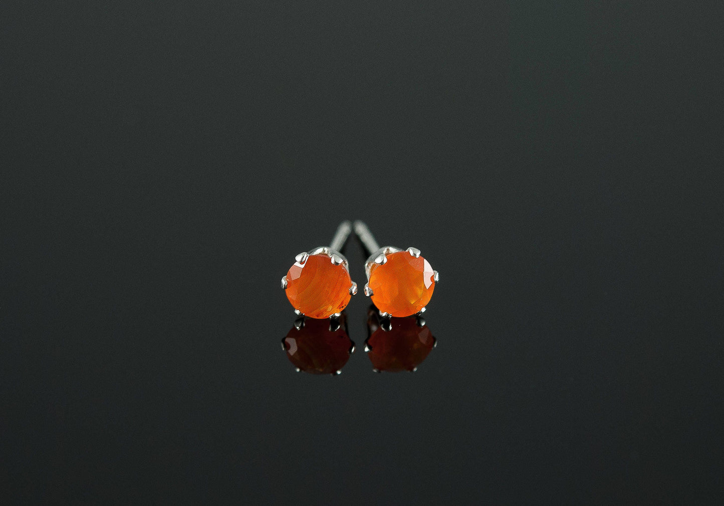 Dainty Carnelian Gemstone Stud Earrings