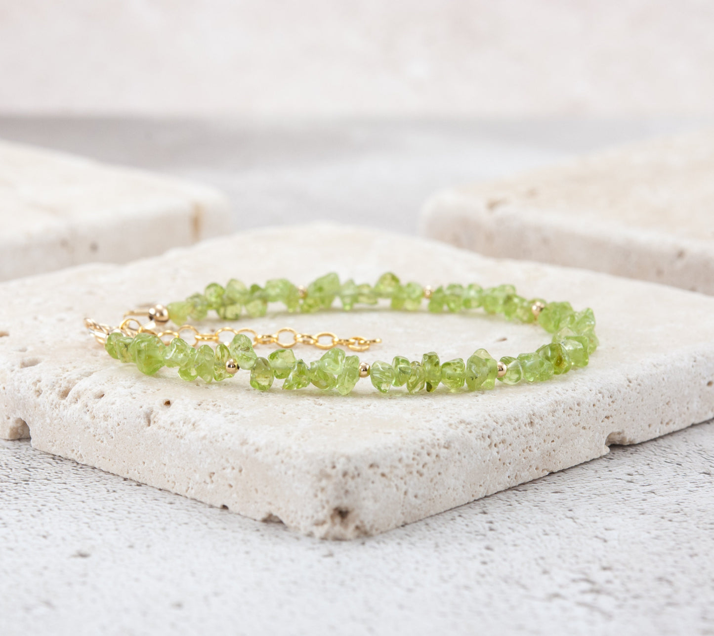 Raw Peridot Gemstone Bracelet