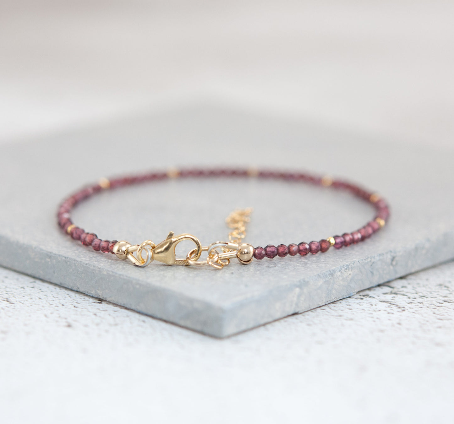 Dainty Rhodolite Garnet Gemstone Bracelet