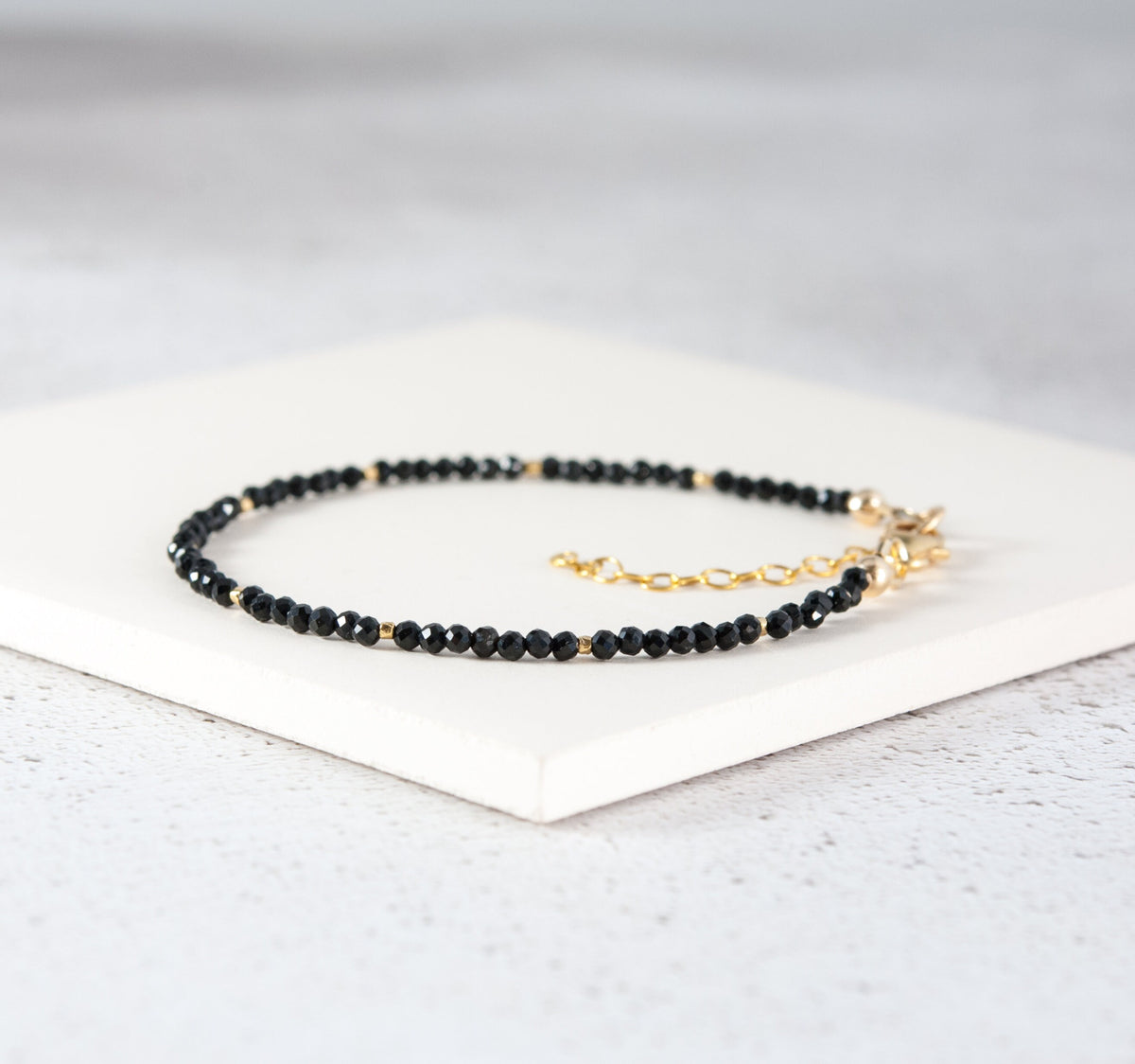 Dainty Black Tourmaline Gemstone Bracelet