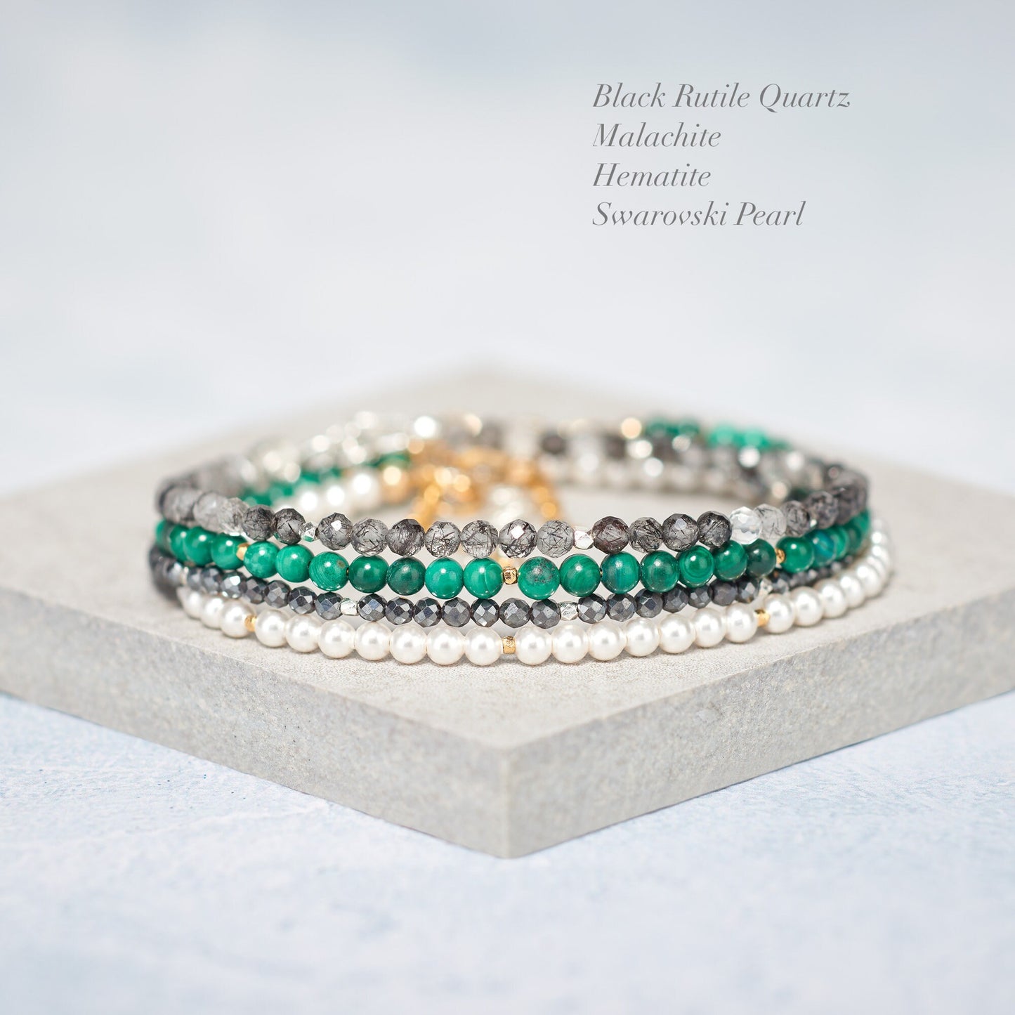 Dainty Malachite Gemstone Bracelet