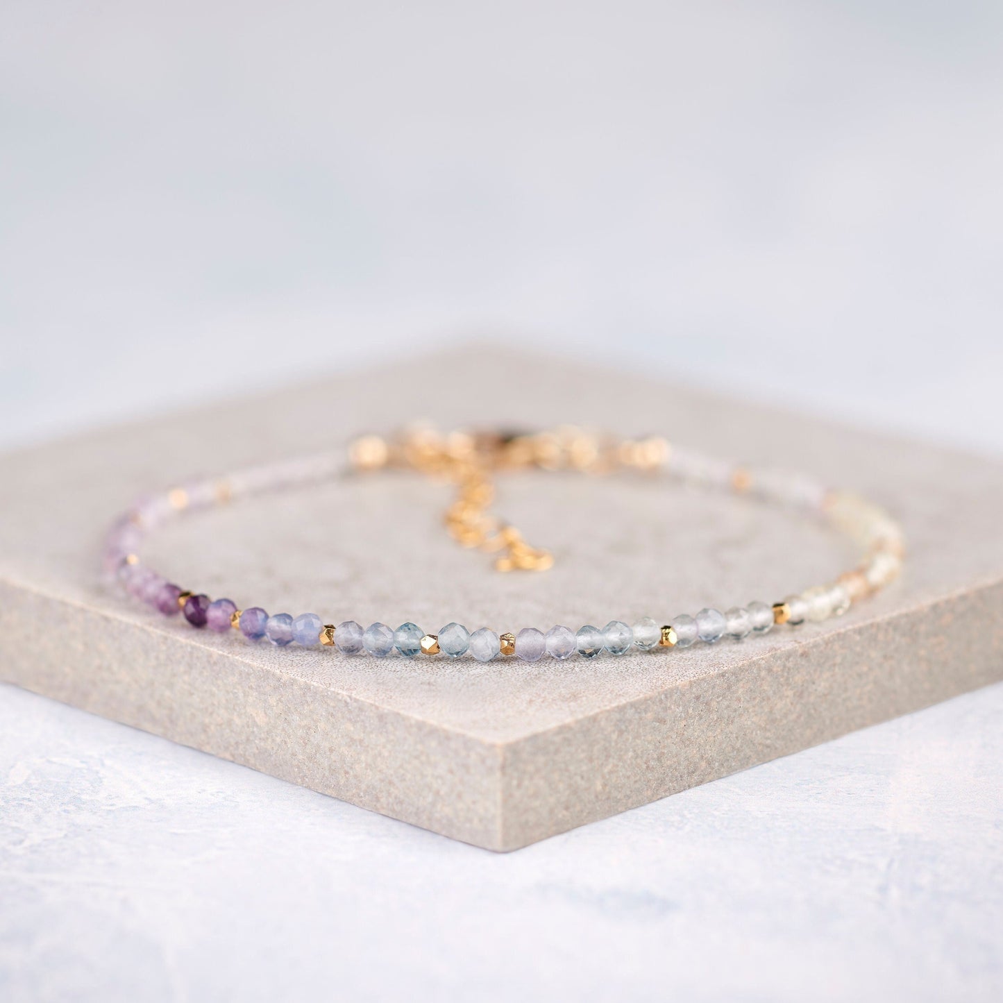 Dainty Fluorite Ombre Shaded Gemstone Bracelet