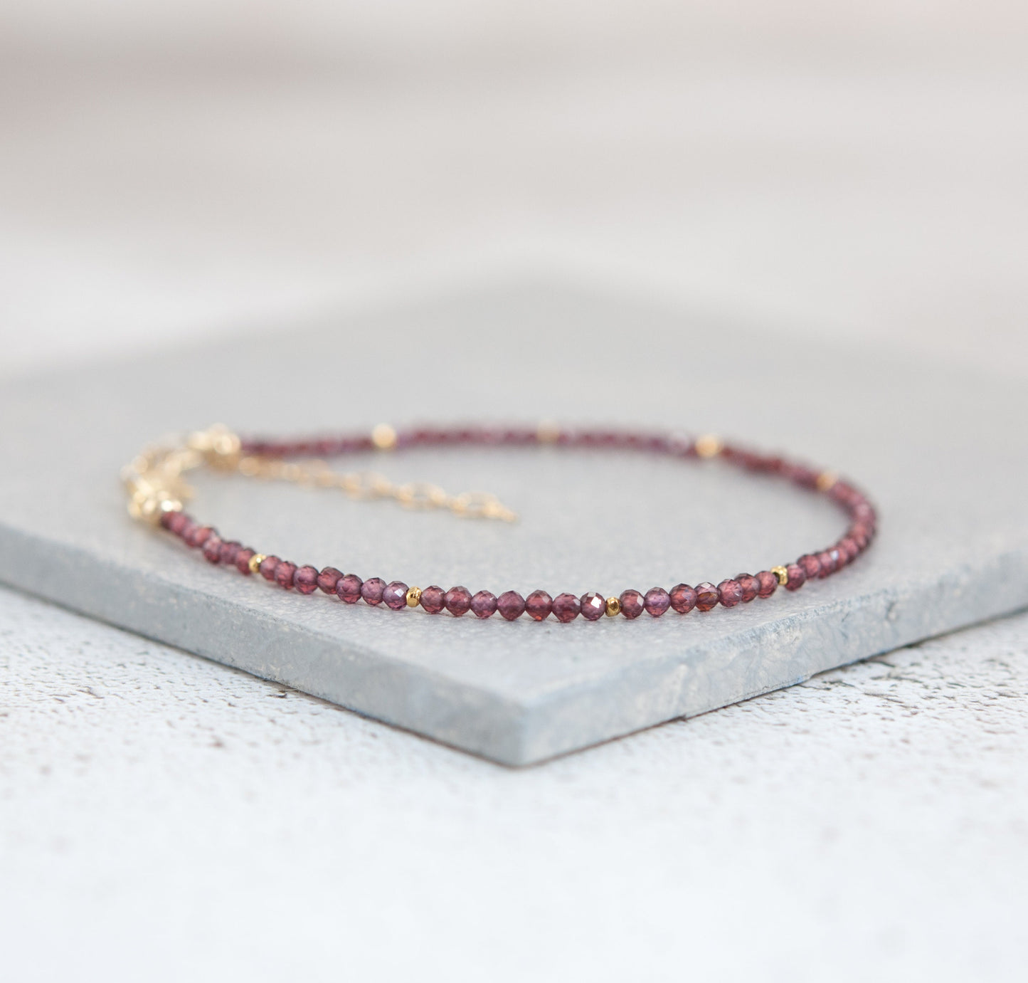 Dainty Rhodolite Garnet Gemstone Bracelet