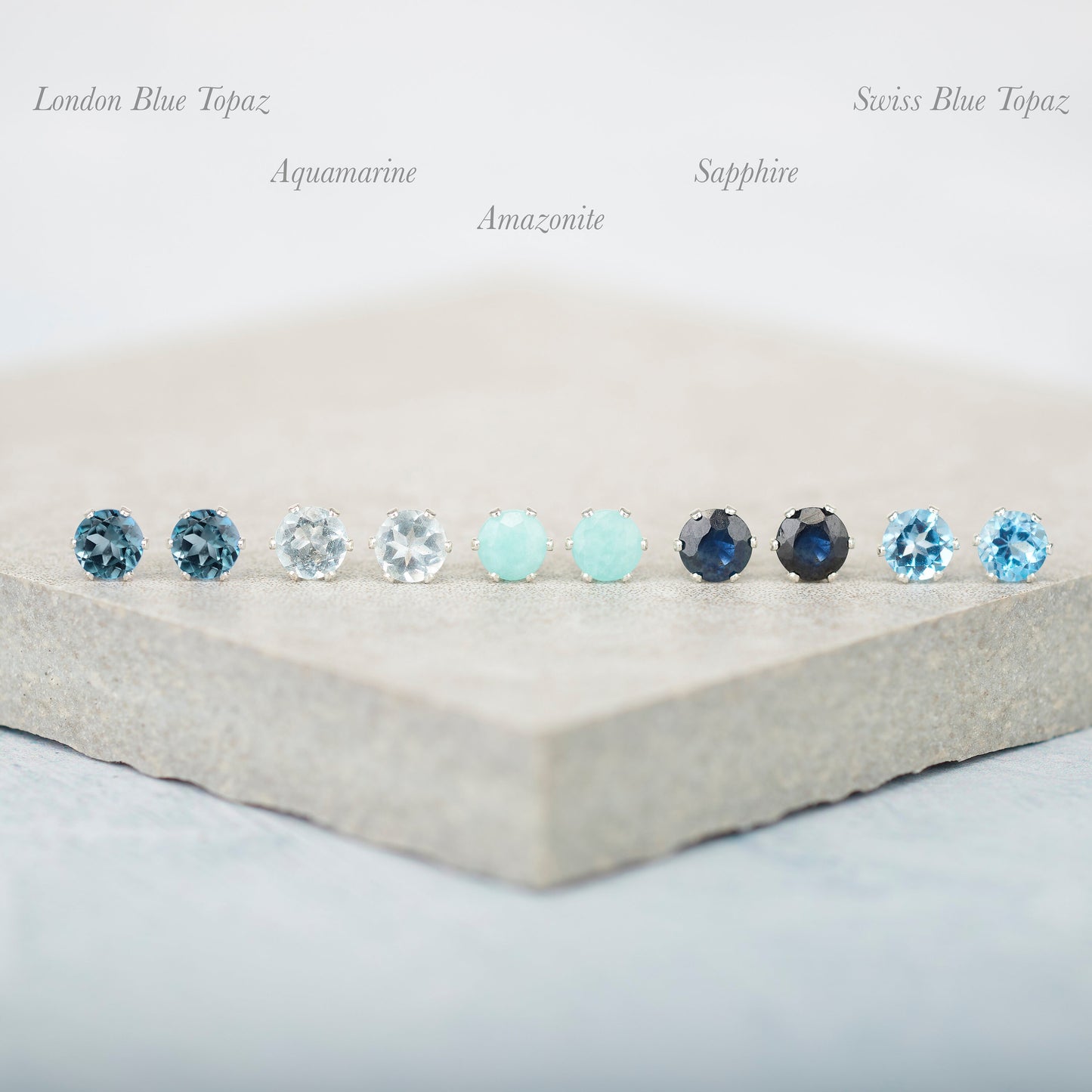 Dainty Moss Agate Gemstone Stud Earrings