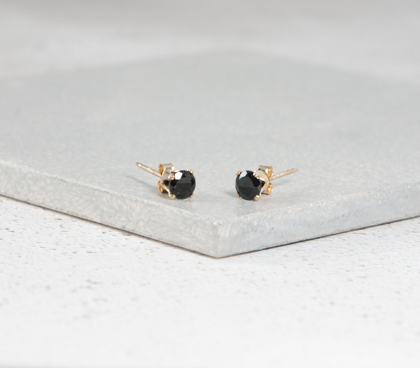Dainty Black Spinel Gemstone Stud Earrings