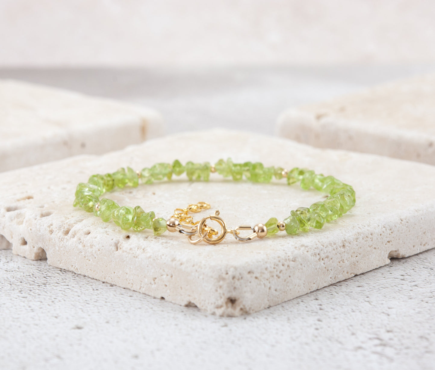Raw Peridot Gemstone Bracelet
