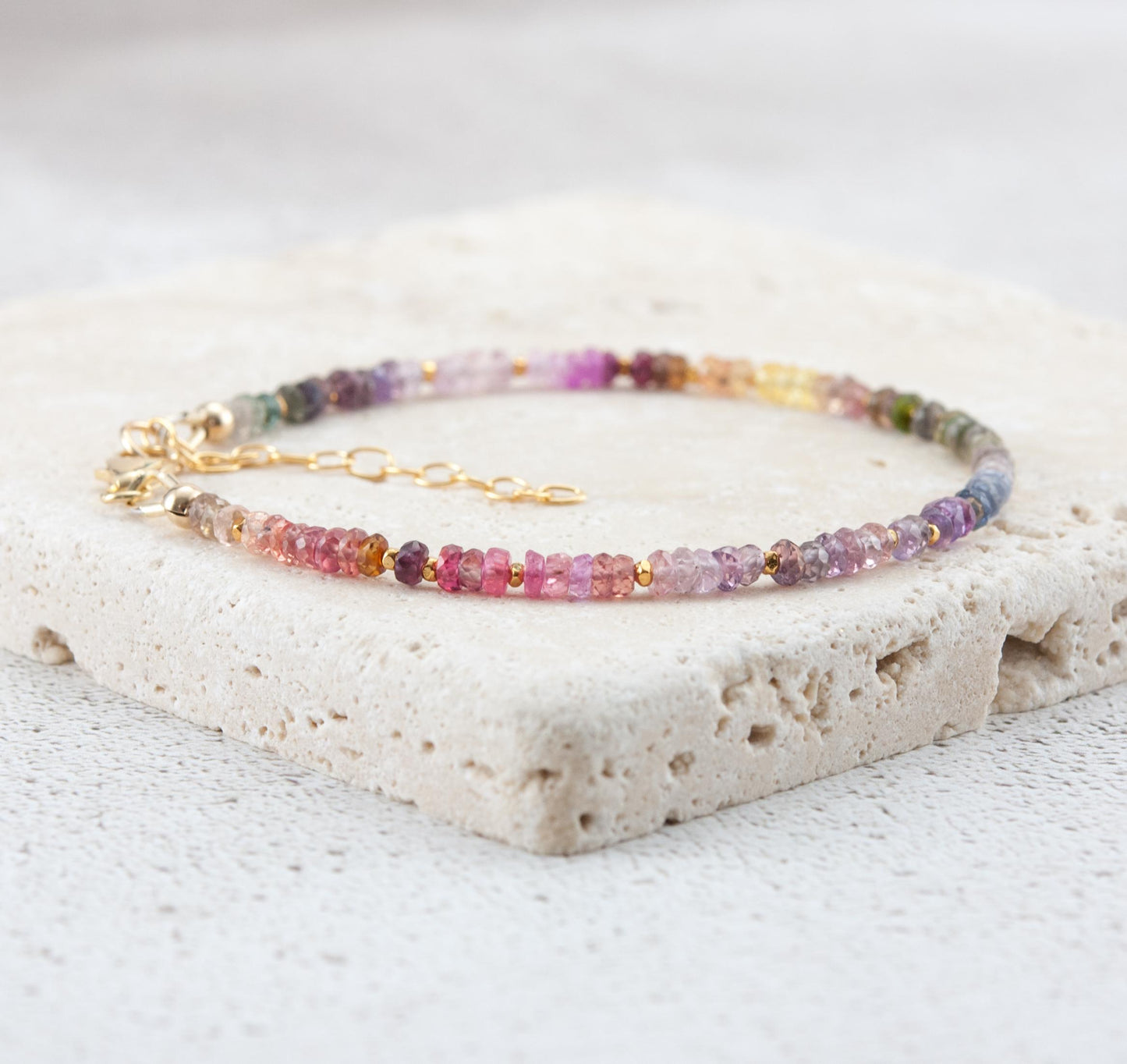 Dainty Multicolour Sapphire Gemstone Bracelet