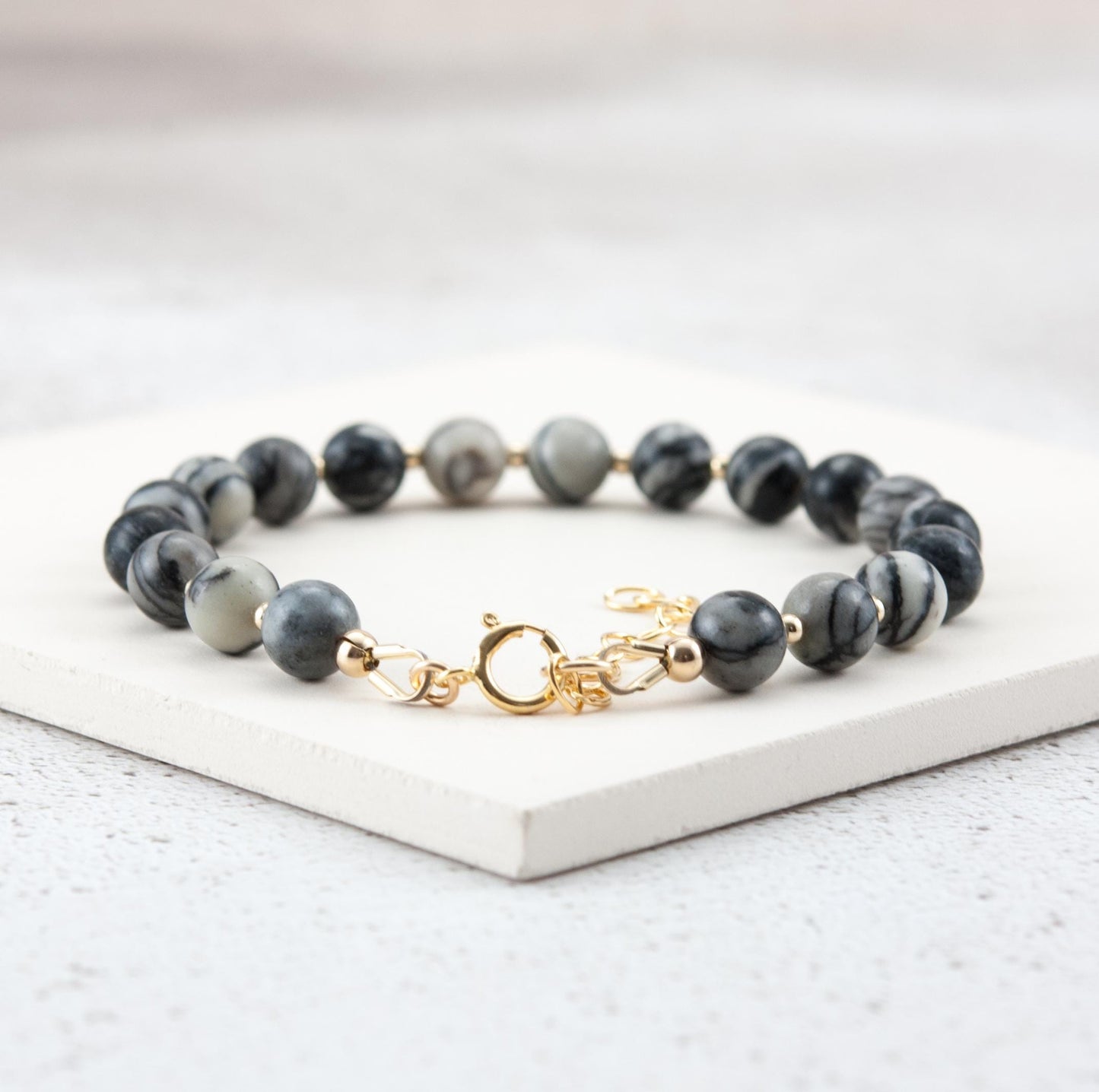 Netstone / Spider Web Jasper Gemstone Bracelet