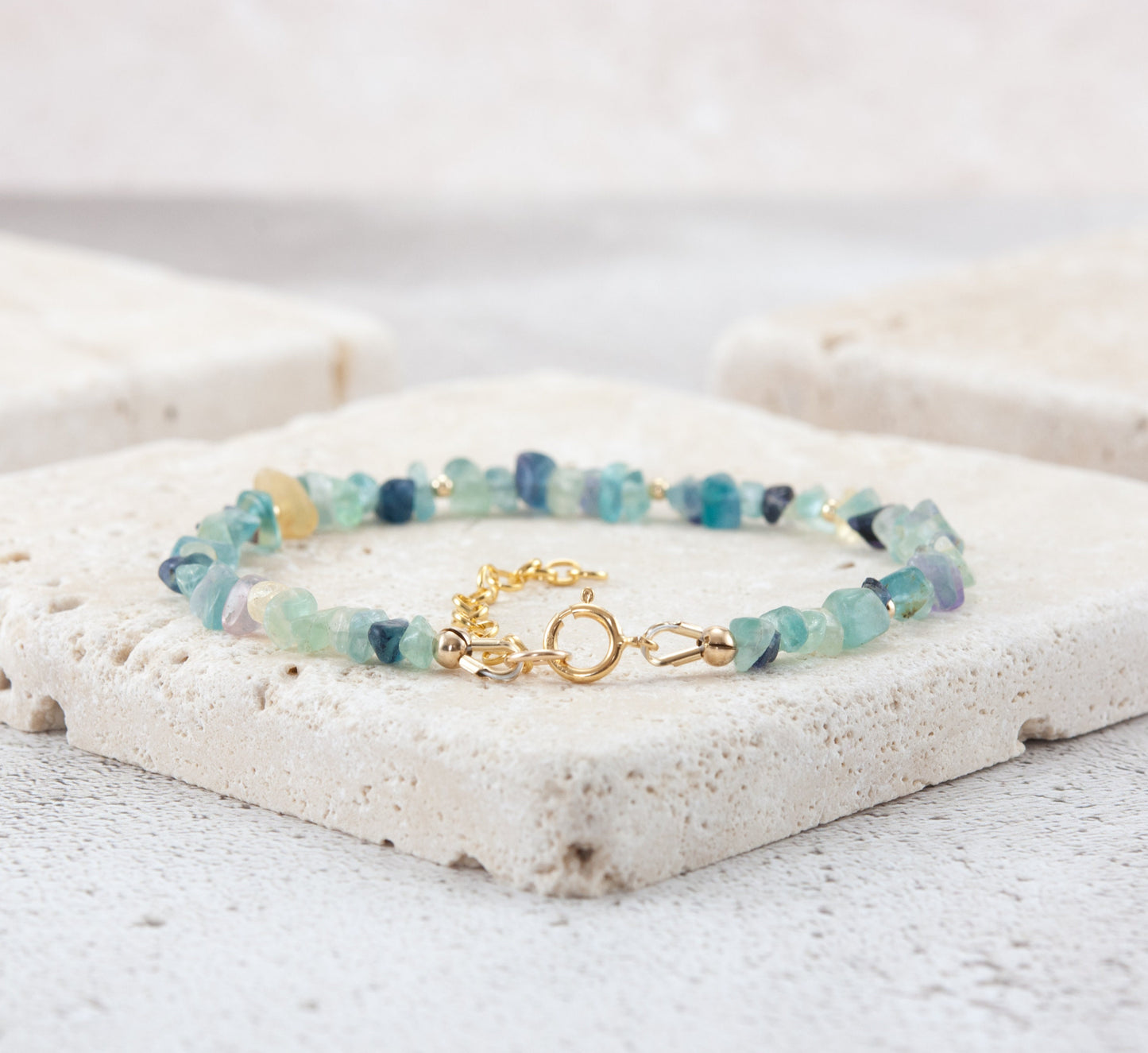 Raw Fluorite Gemstone Bracelet