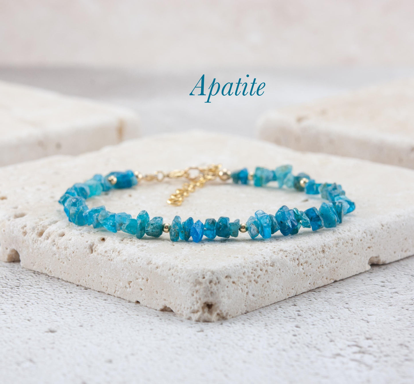 Raw Neon Blue Apatite Gemstone Bracelet