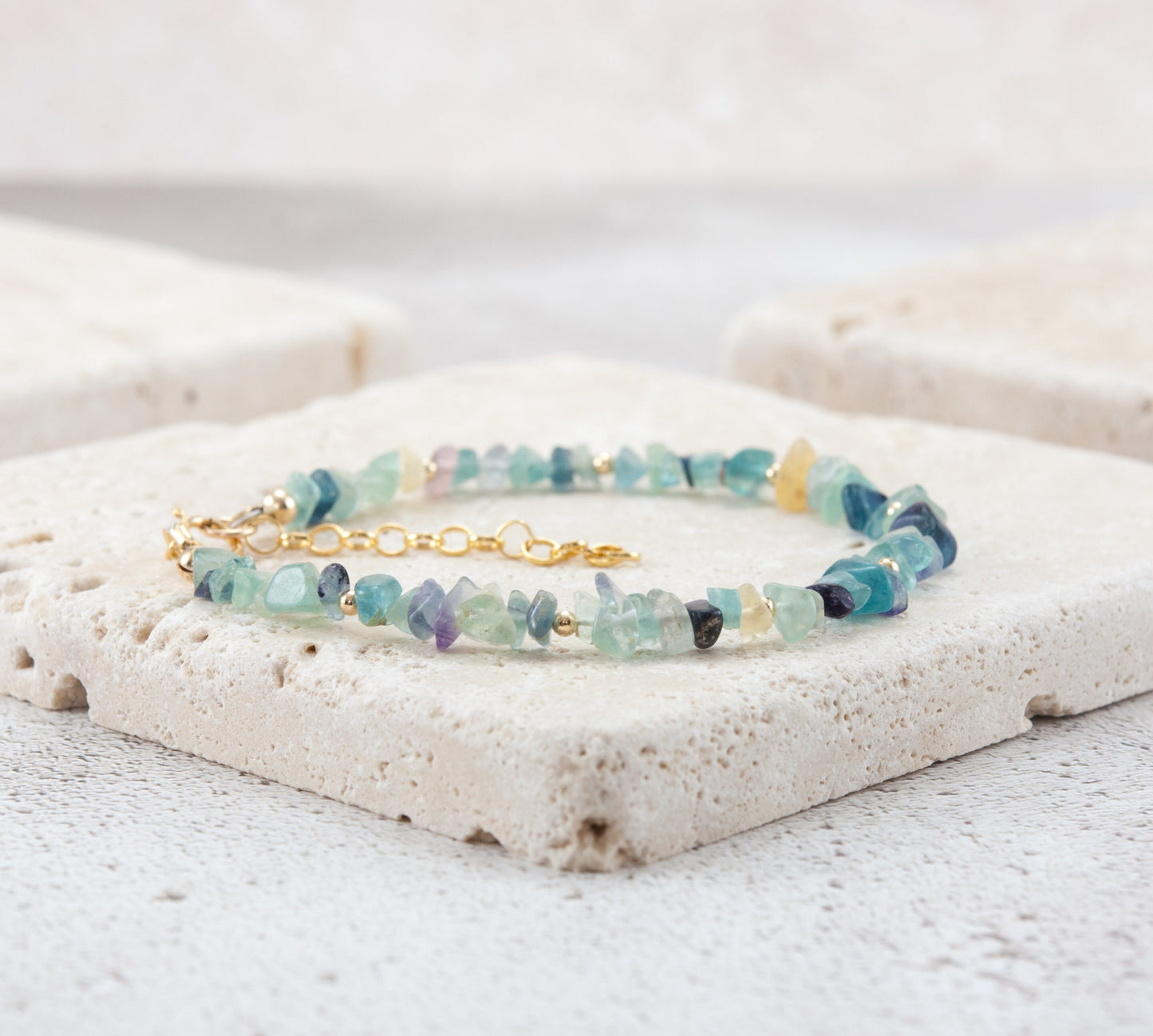 Raw Fluorite Gemstone Bracelet