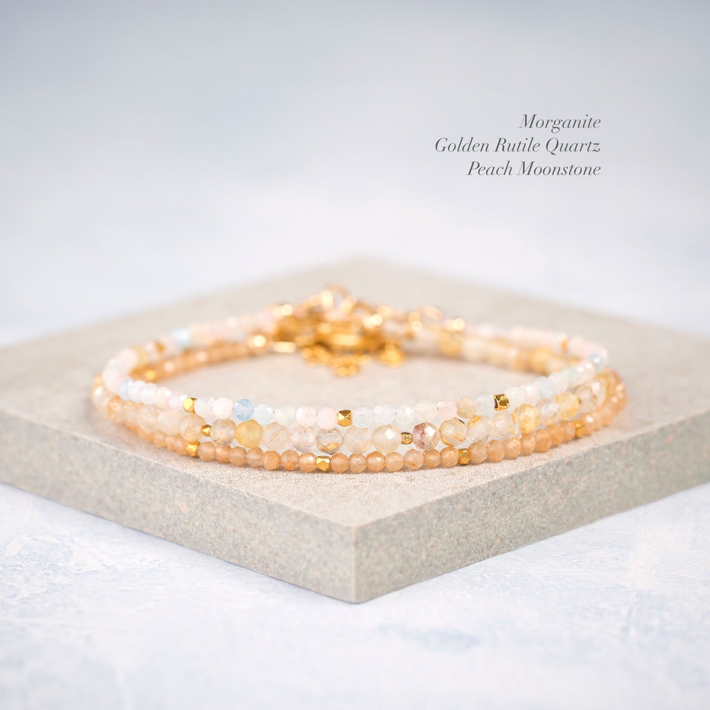Dainty Golden Rutile Quartz Gemstone Bracelet