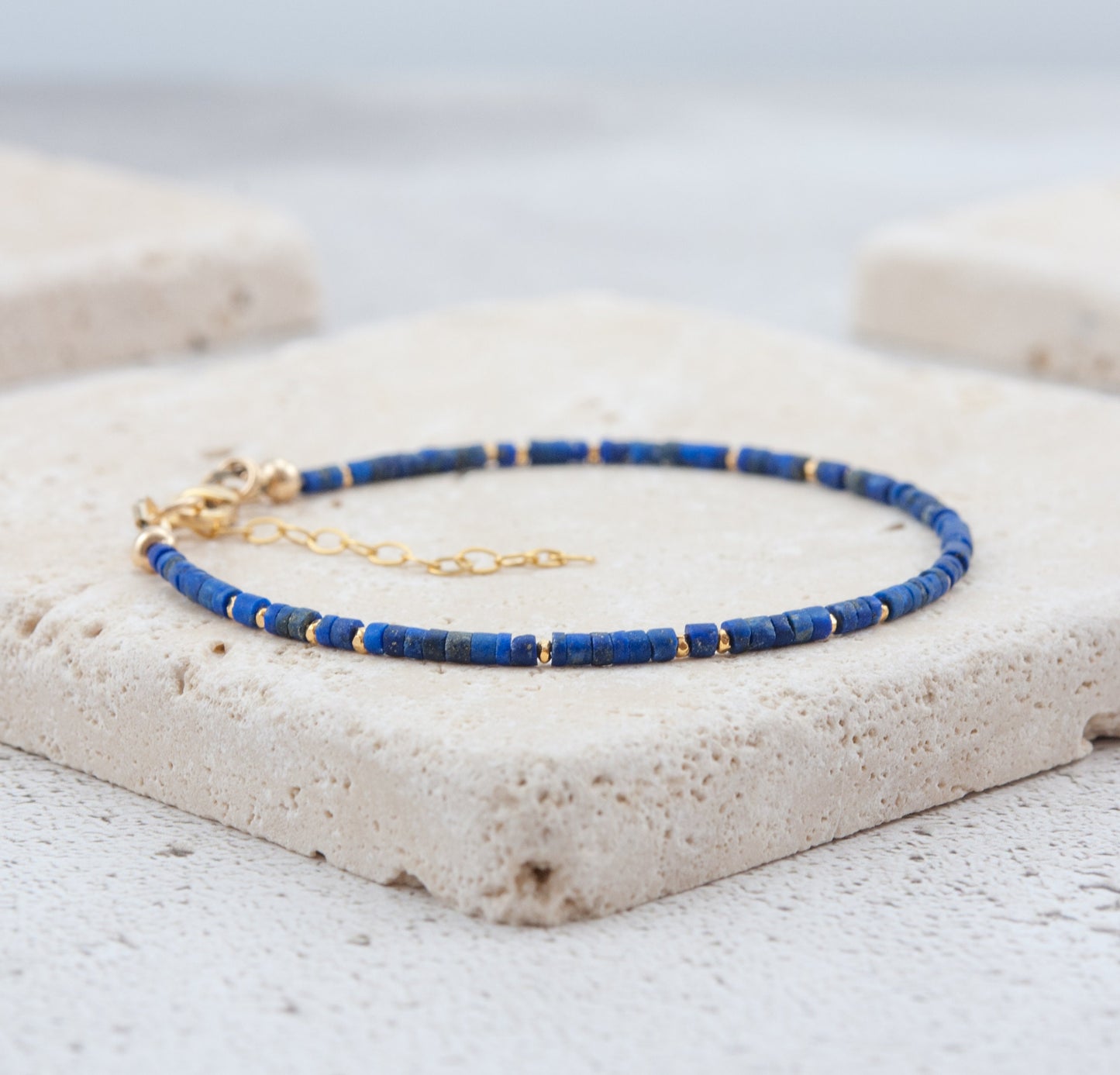 Lapis Lazuli Tiny Heishi Bead Gemstone Bracelet