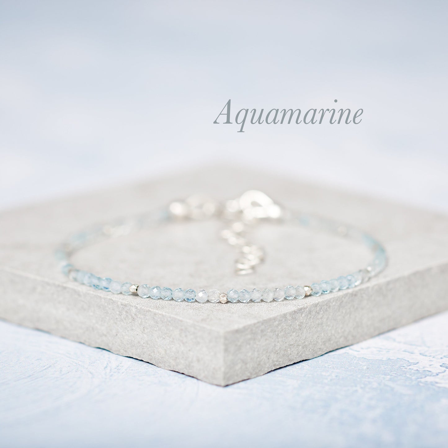 Dainty Aquamarine Gemstone Bracelet