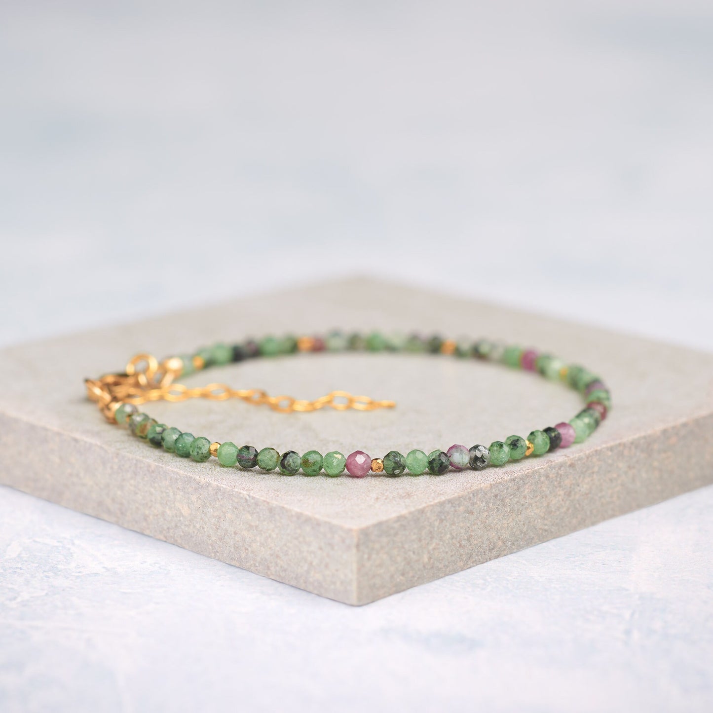 Dainty Ruby Zoisite Gemstone Bracelet