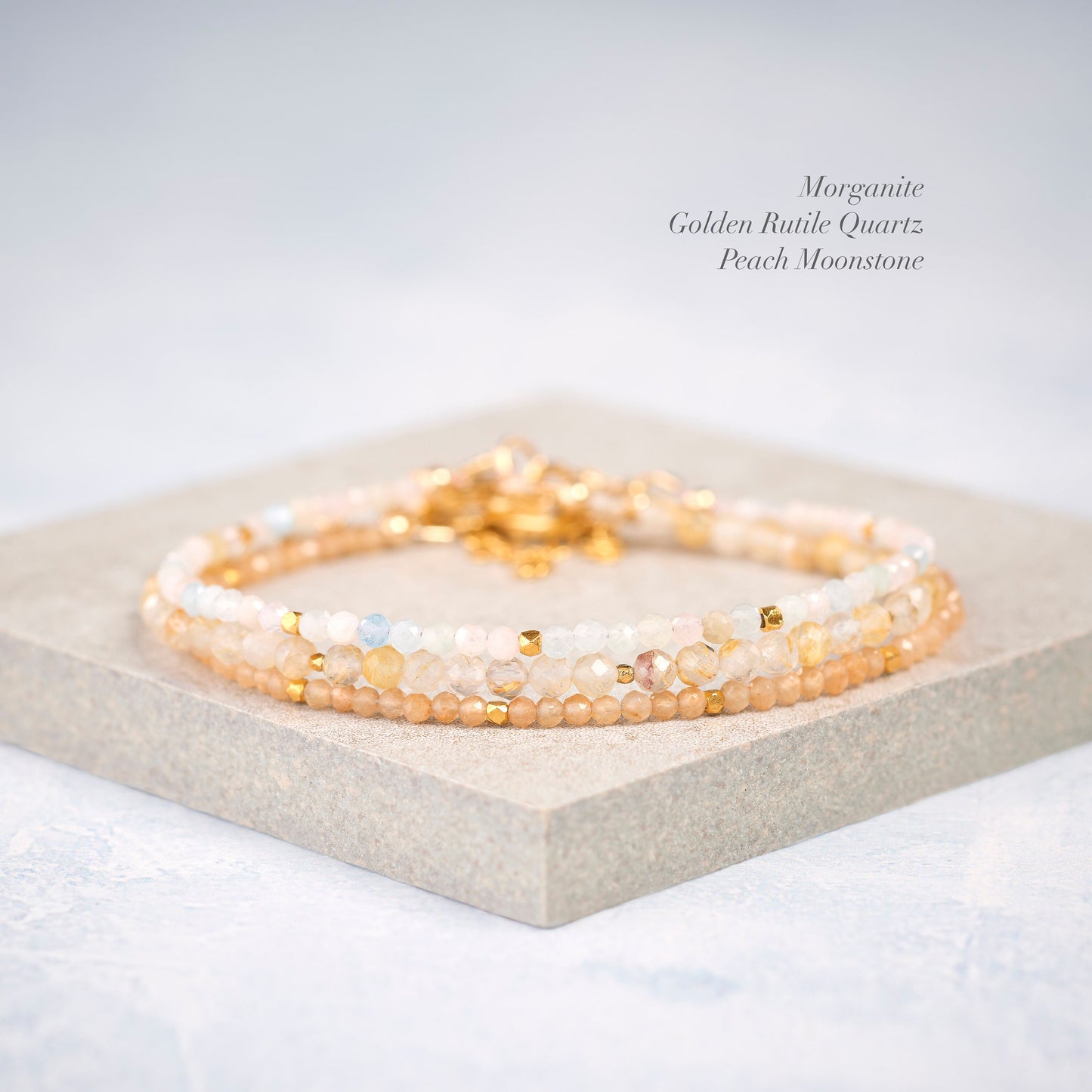 Dainty Morganite / Aquamarine (Multicolour Beryl) Gemstone Bracelet