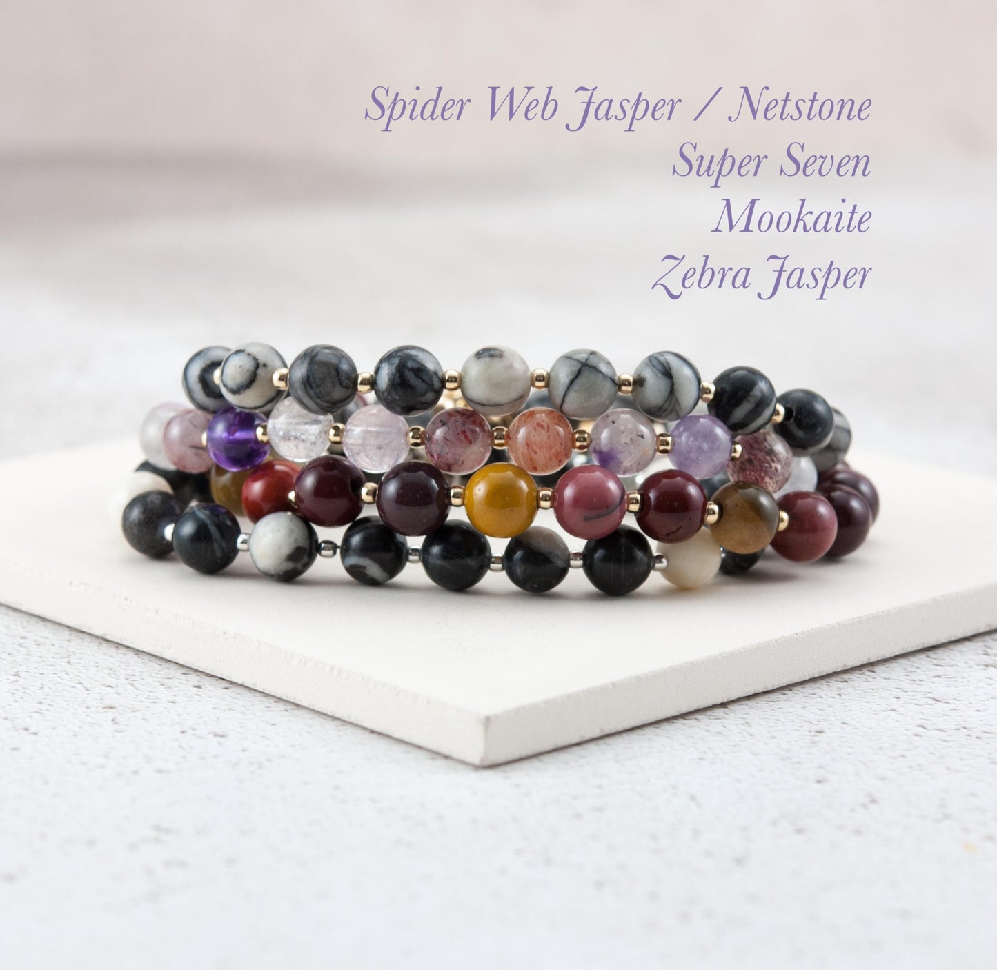 Netstone / Spider Web Jasper Gemstone Bracelet