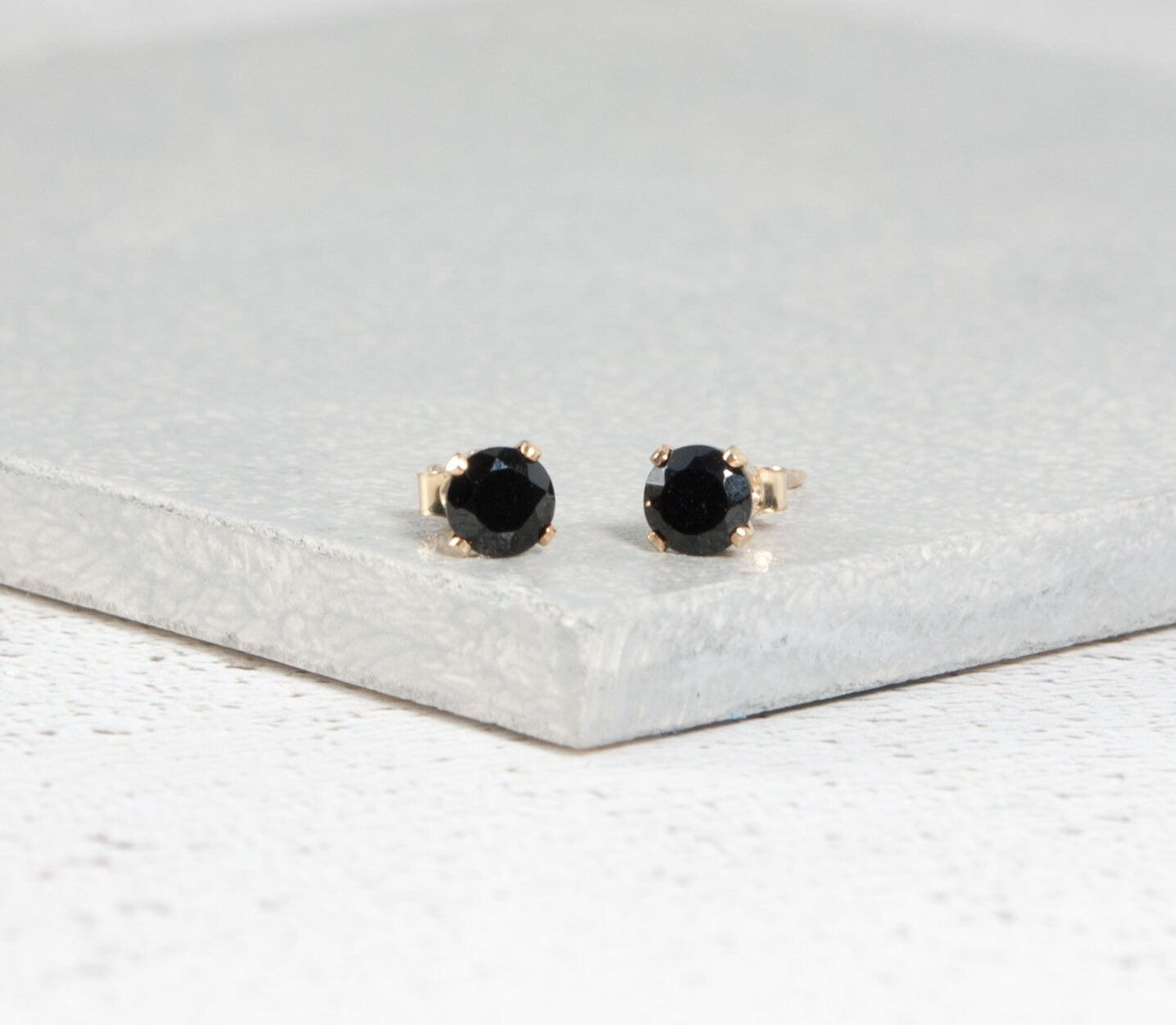 Dainty Black Spinel Gemstone Stud Earrings